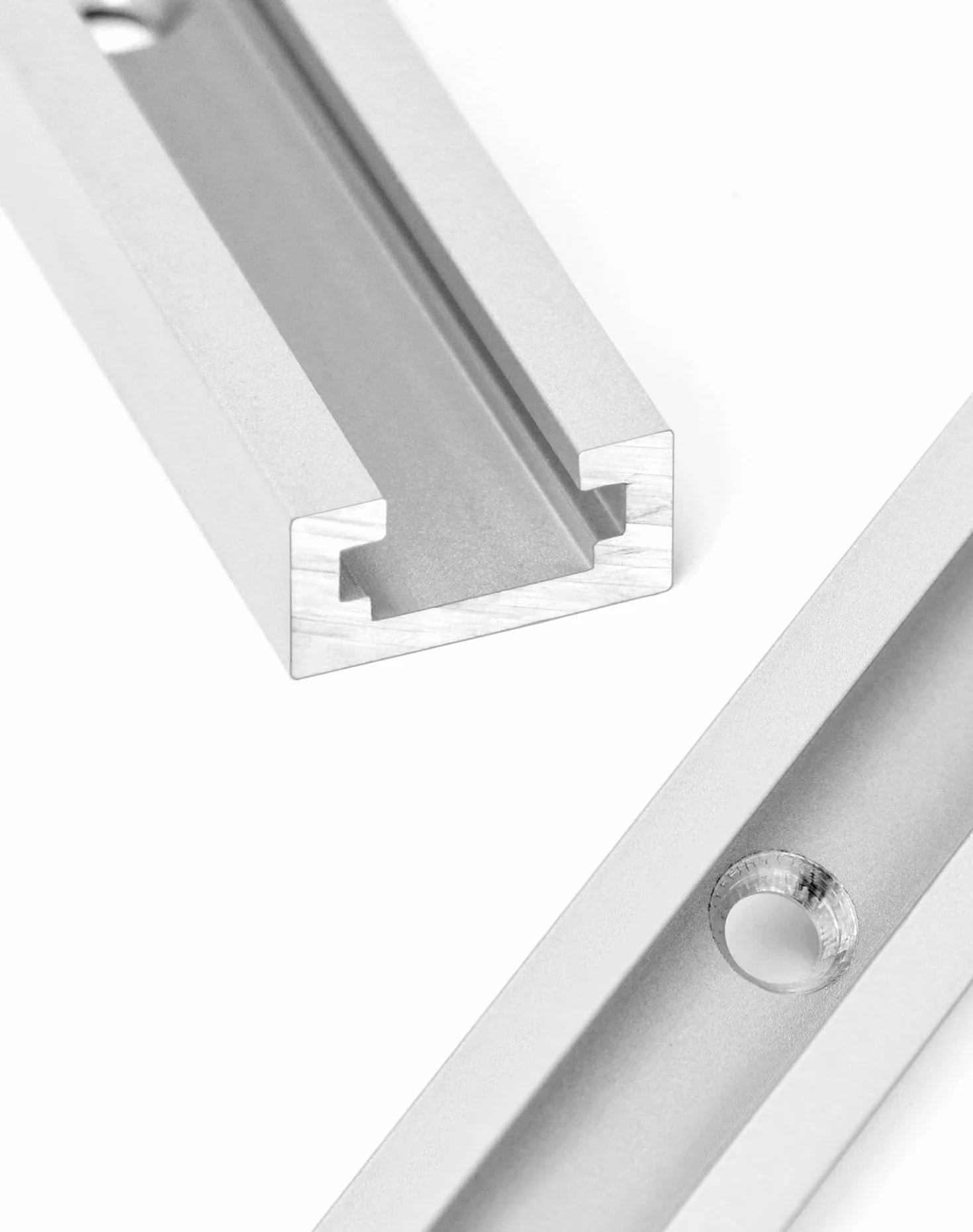 QWORK Szyna T 91 cm, aluminiowa szyna skośna z podwójnym profilem tnącym do piły stołowej 19 x 10 mm 4 sztuki