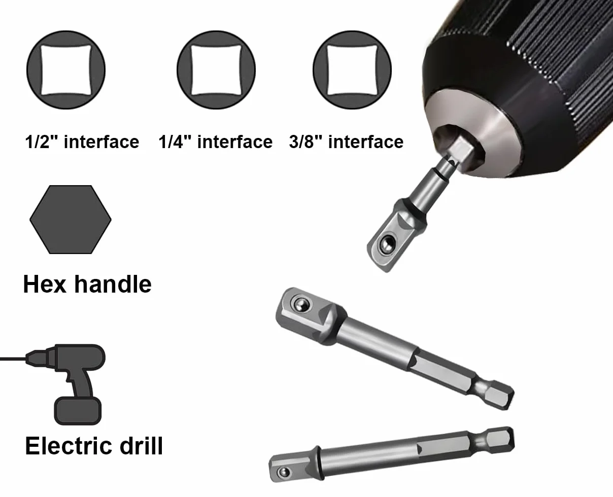 Zestaw adapterów do kluczy nasadowych 1/2", 1/4", 3/8", 8-częściowy