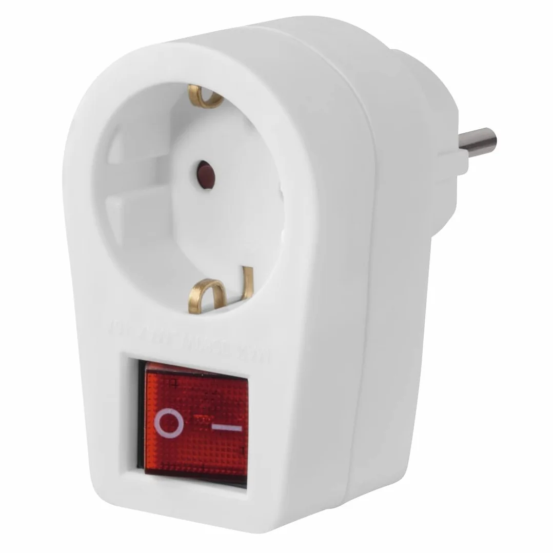 Hama Adapter gniazdka wtykowego z przełącznikiem 2-biegunowym 1 gniazdo