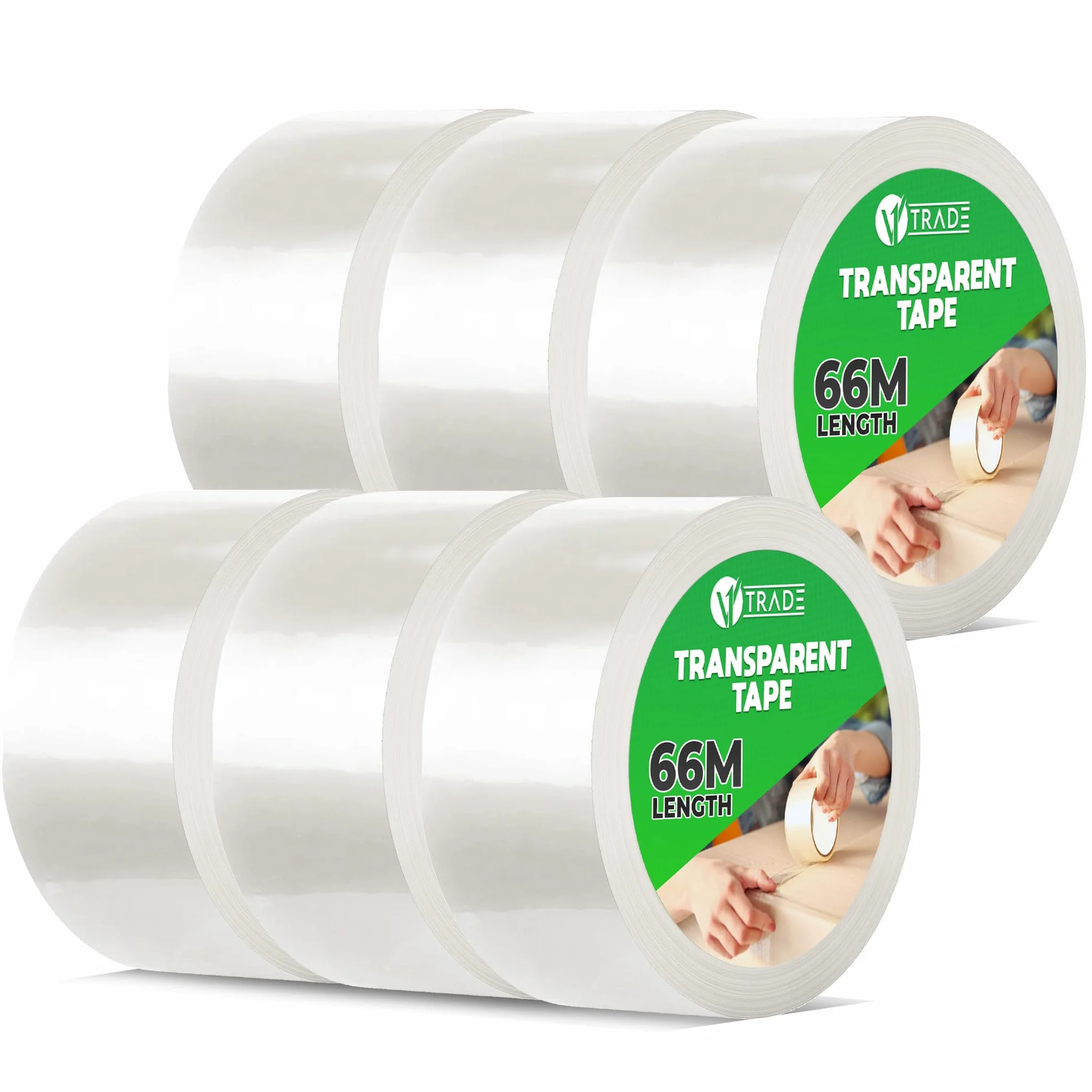 Taśma Pakowa 48 mm x 66 m Przezroczysta Cicha samoprzylepna Zestaw 6 sztuk