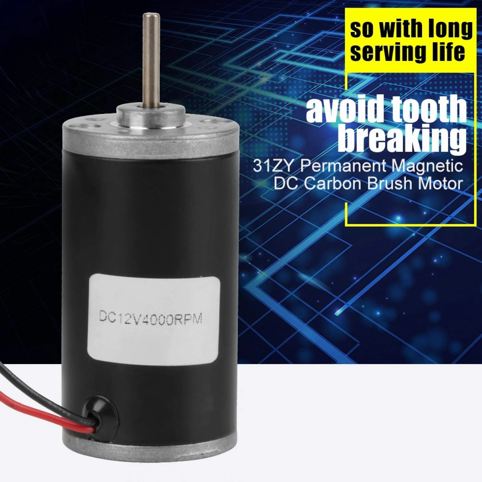 Silnik prądu stałego z magnesami trwałymi, 6 V/12 V/24 V, 21 W, wysoka prędkość CW/CCW, silnik szczotki węglowej DC, do generatora DIY (12 V 4000 obr./min)