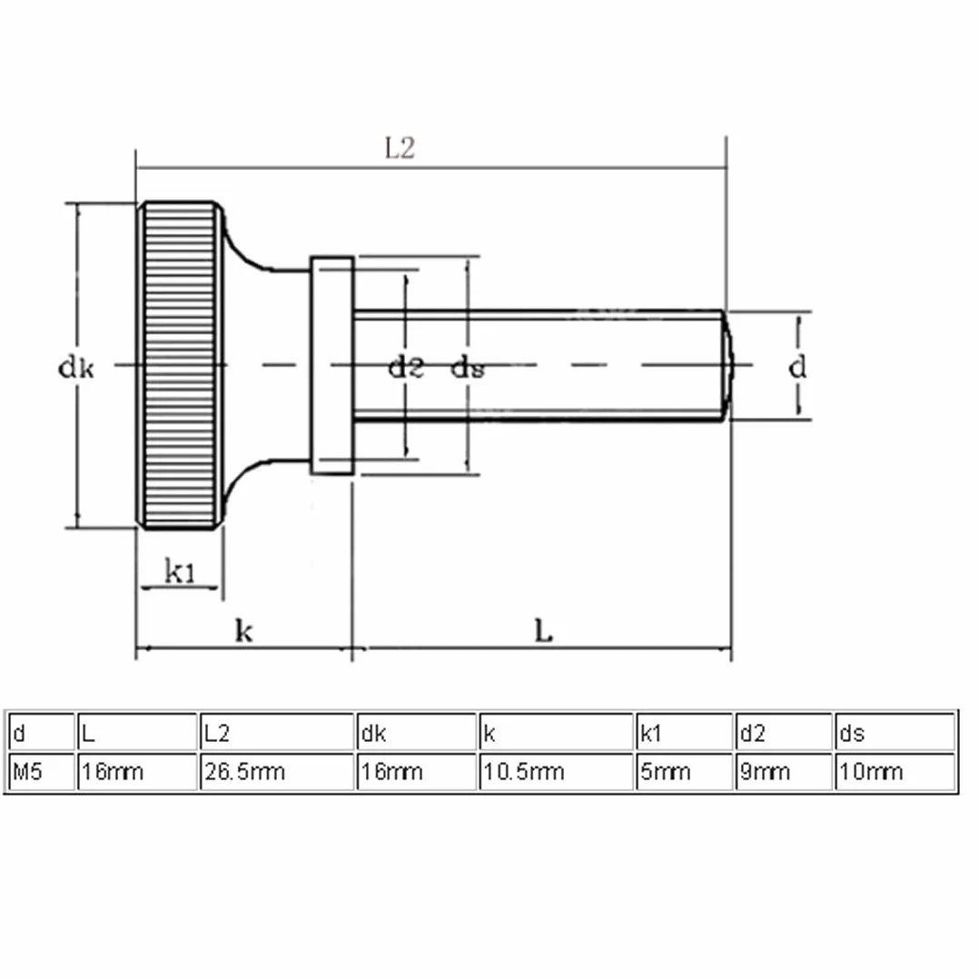 sourcingmap M5 x 16 mm płaski radełkowany łeb w pełni gwintowany śruby mocujące 5 szt.