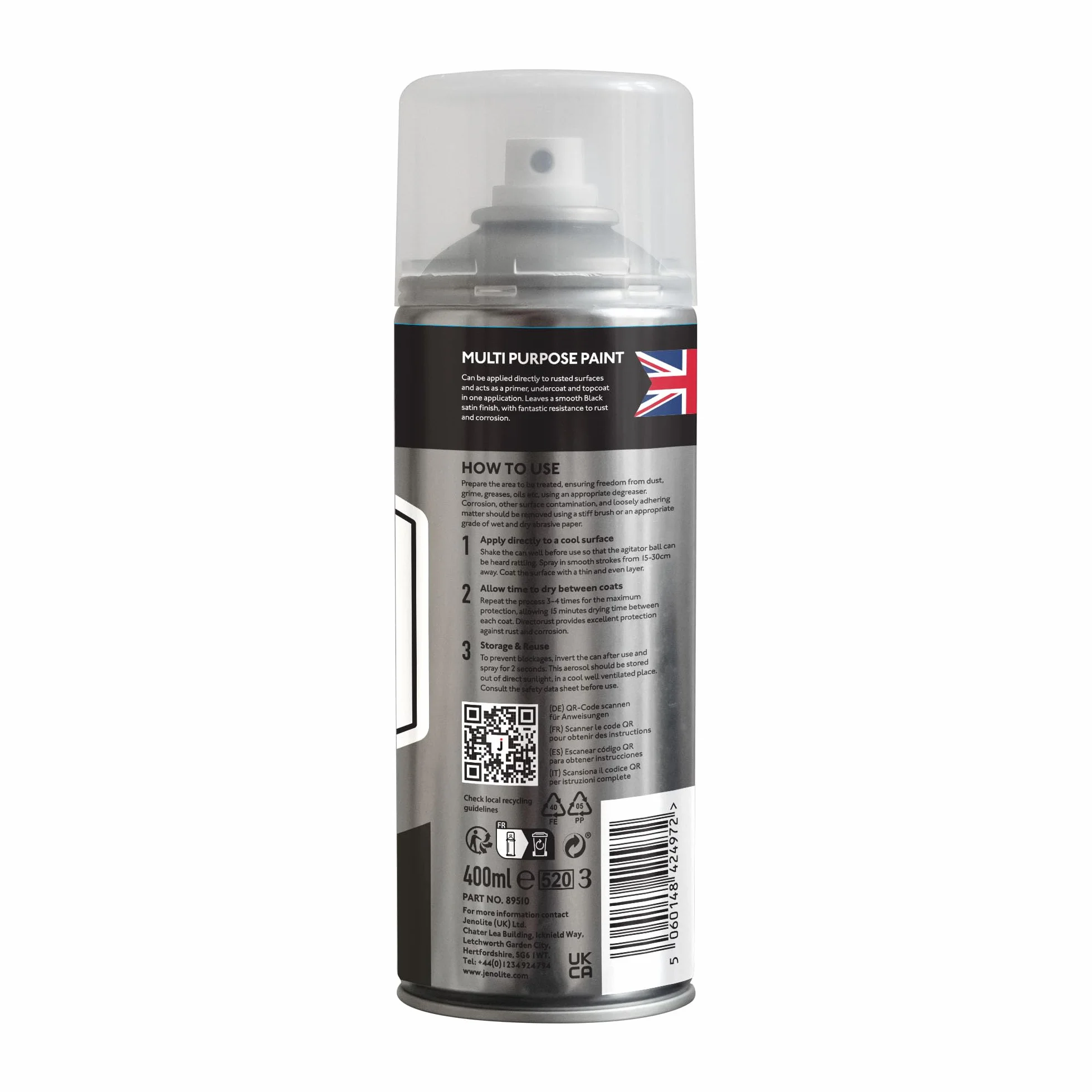 JENOLITE Directorust farba w sprayu satynowa czarna 2x400 ml RAL9005