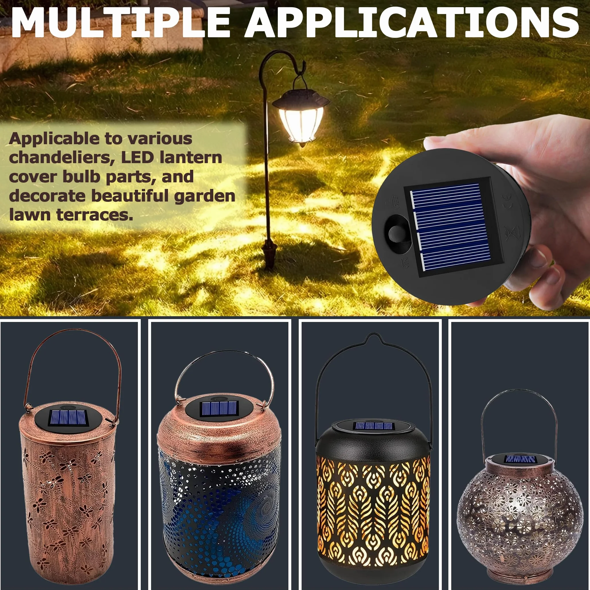 Wymienna górna część lampy solarnej 7 cm do lampionów zewnętrznych, mały rozmiar, 1,2 V 600 mAh, wodoszczelne ciepłe światło IP44, 7 cm LED wymienna górna jednostka do zewnętrznej lampy ogrodowej, 2