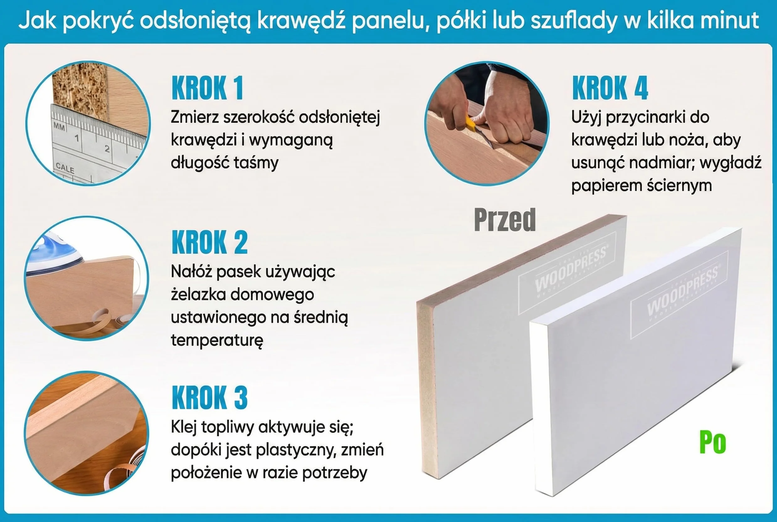 30 mm matowa biała taśma melaminowa, wstępnie klejona taśma fornirowa - rolka 7,5 m - prasowana do łatwego montażu "zrób to sam" - pokrywa krawędź standardowej płyty MDF