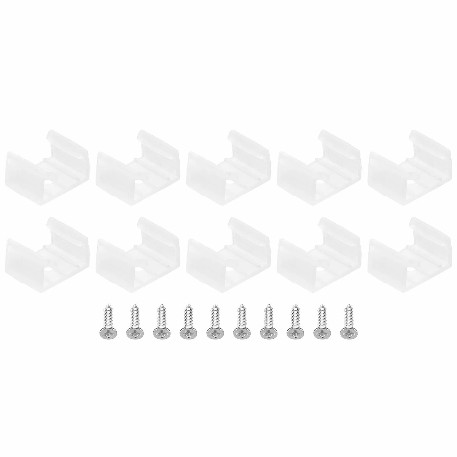 PATIKIL Klipsy mocujące do taśm świetlnych Led Zestaw 40 plastikowych wsporników mocujących ze śrubami do kabli 14 mm - 17mm prześwitująca neonowa taśma Rgb