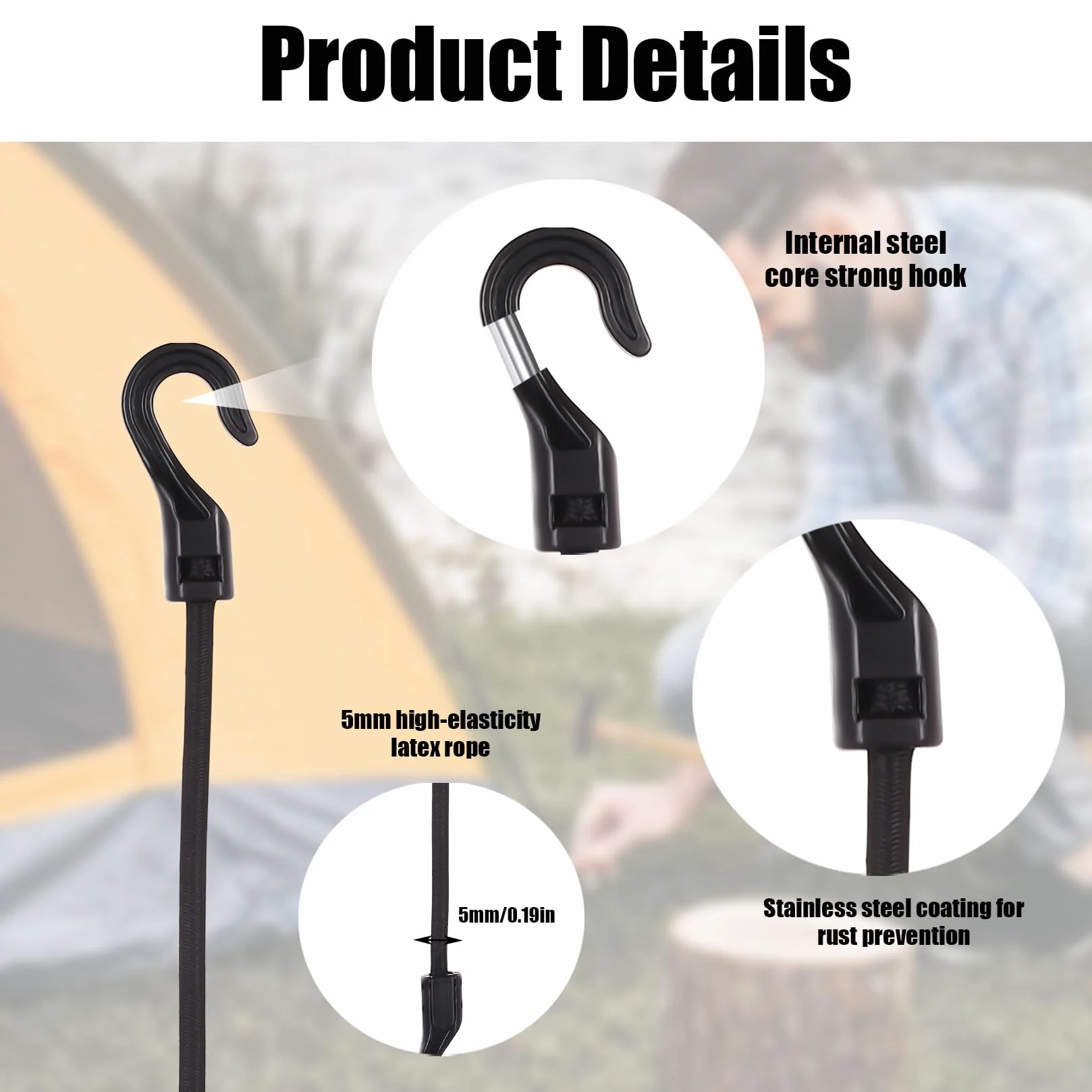 12 sztuk gumek napinających z hakami 10 cm, pasy mocujące z hakami 10 cm, gumki napinające z haczykami, napinacz bagażu, uniwersalne gumki napinające z haczykami, do żagla przeciwsłonecznego, plandek