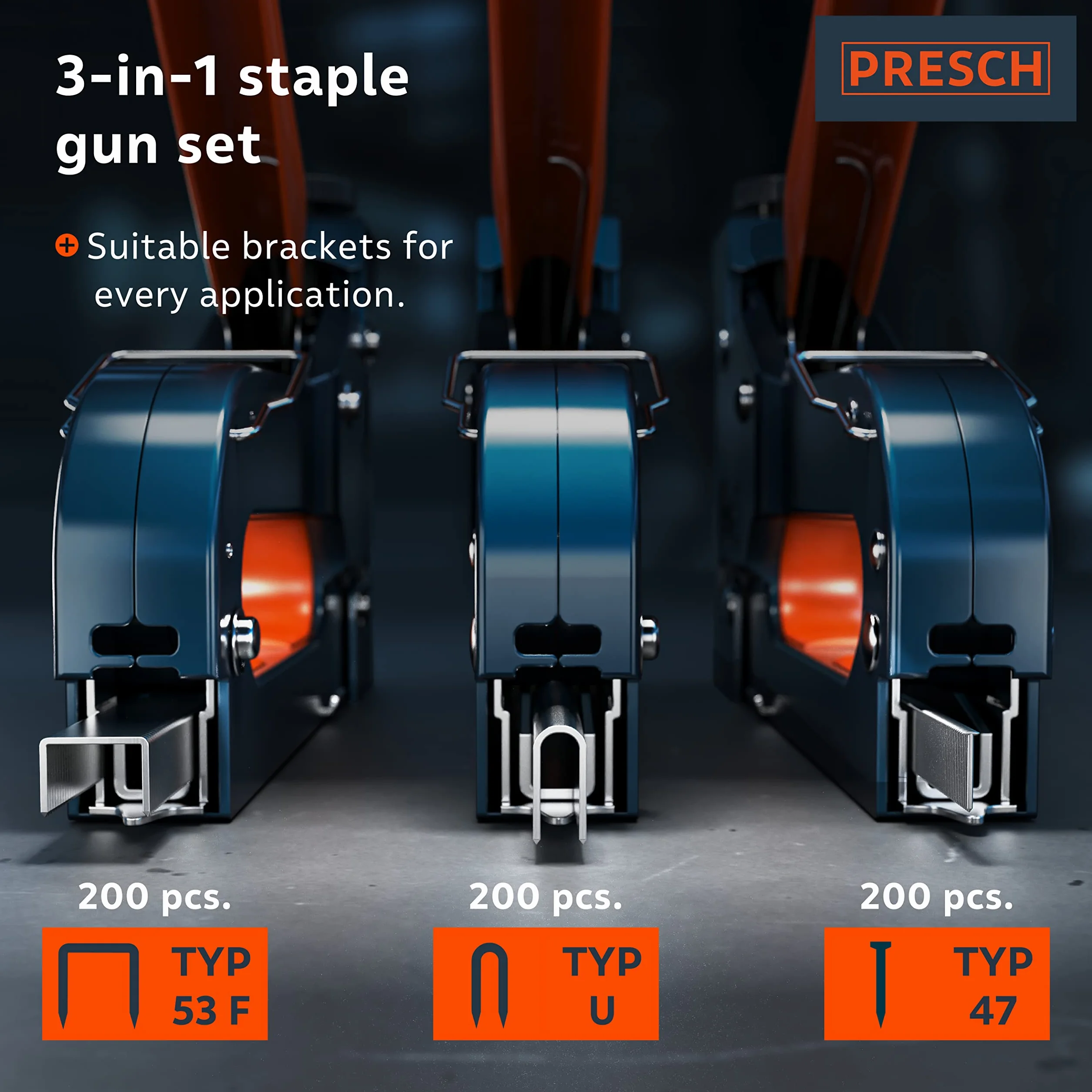 Presch Pistolet do zszywek ze zszywkami 600szt Zszywacz tapicerski do drewna, kabli, mebli
