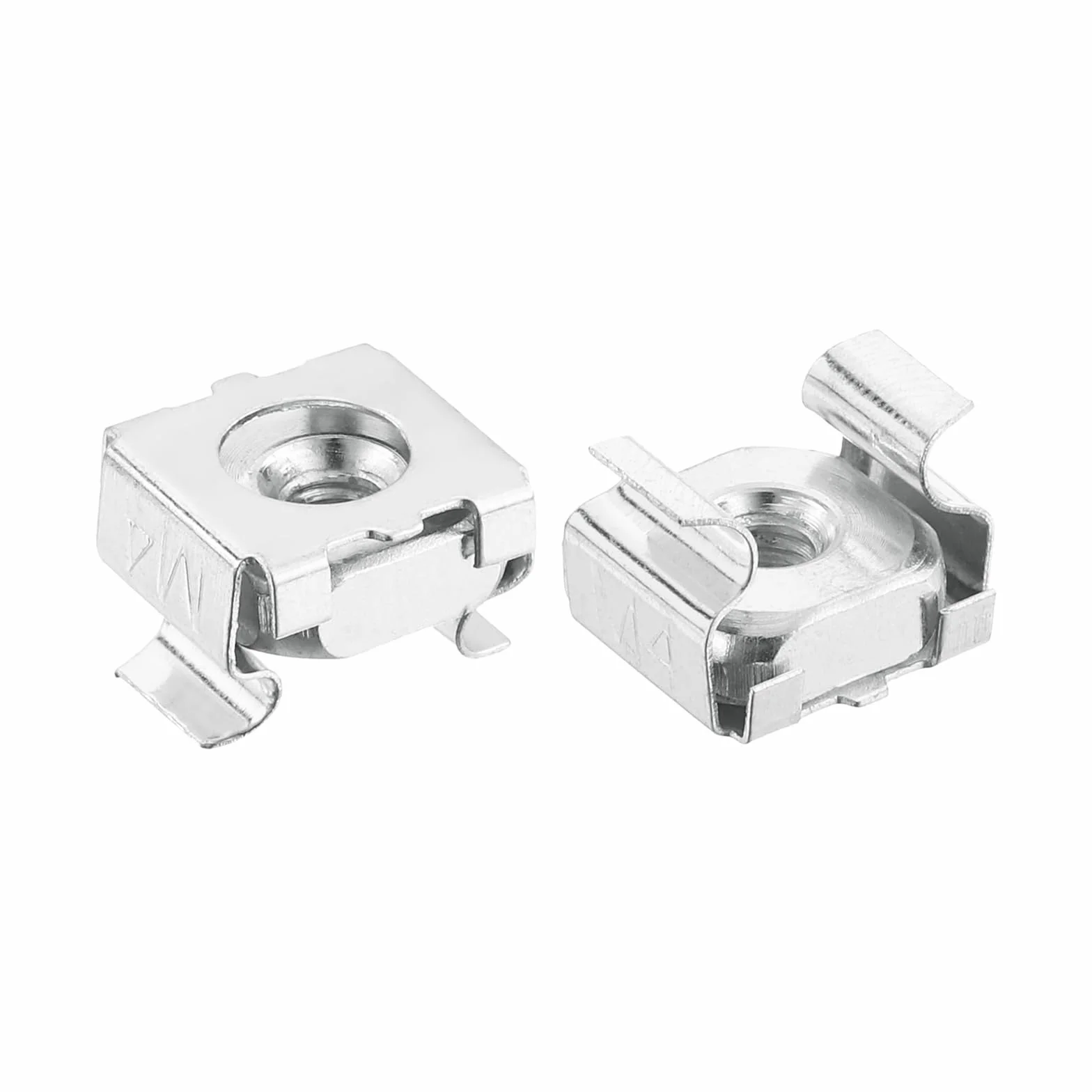 QUARKZMAN Nakrętki klatkowe M4 x 0,7 mm, 50 szt. Nakrętki klatkowe Snap-In ze stali węglowej, ocynkowana nakrętka metryczna do szafy do serwera rack, srebrny