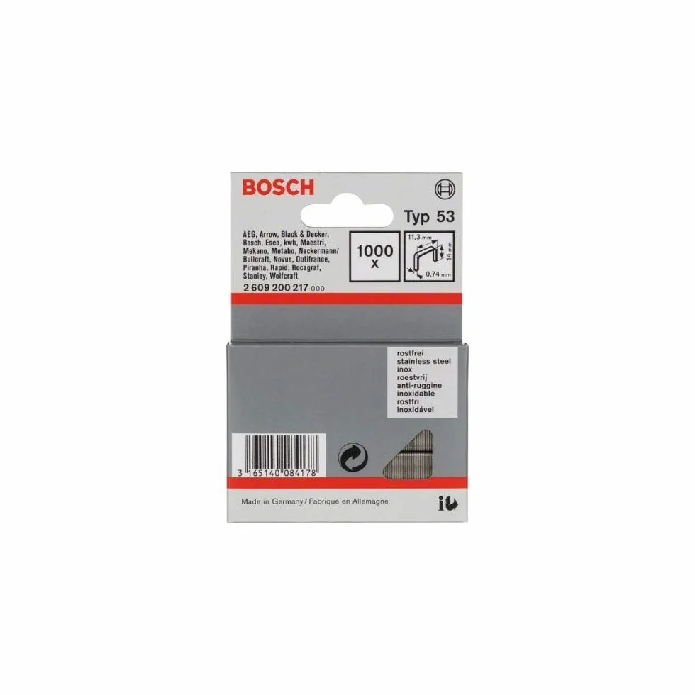 Bosch Accessories Professional zszywacz z cienkiego drutu typ 53 nierdzewny 11,4 x 0,74 x 14 mm