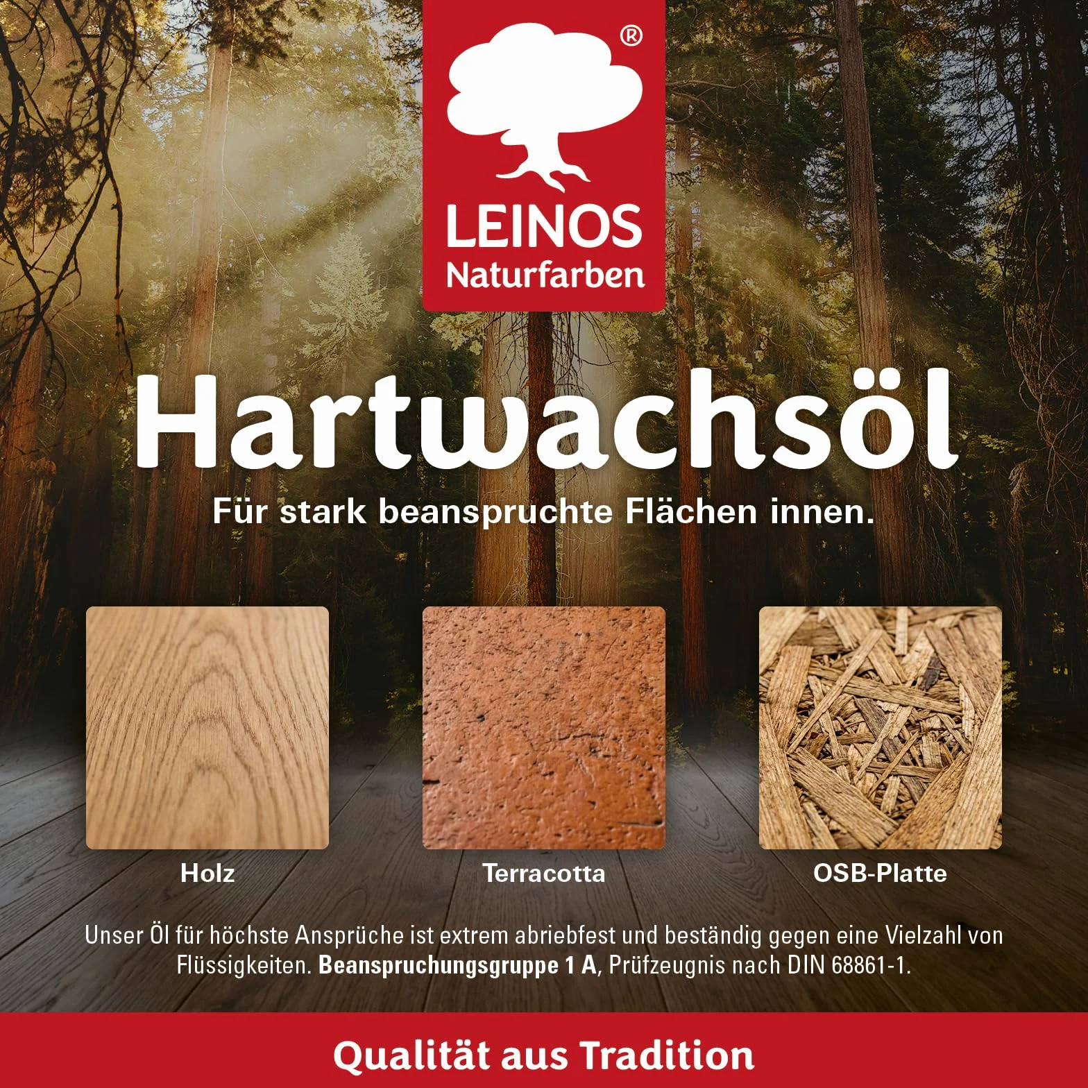 LEINOS 290 olej z twardego wosku, 0,25 l, heban, bardzo wytrzymała, jedwabiście matowa powłoka olejowo-woskowa z żywicy, idealny do mocno obciążonych podłóg drewnianych i schodów