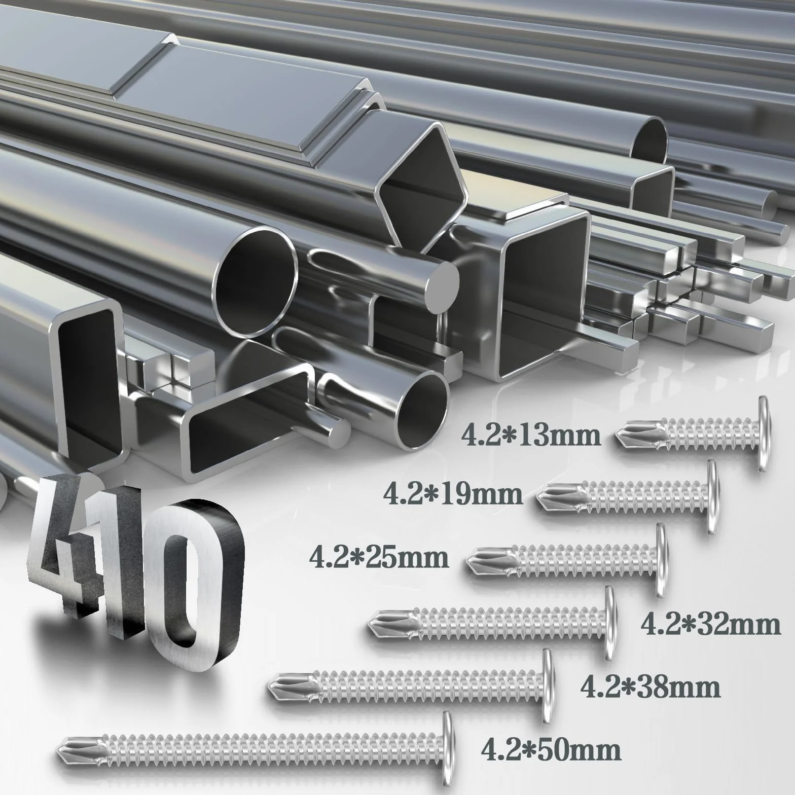 Stainless Steel Self-Tapping Screws 4,2 x 13 mm 150 Pieces