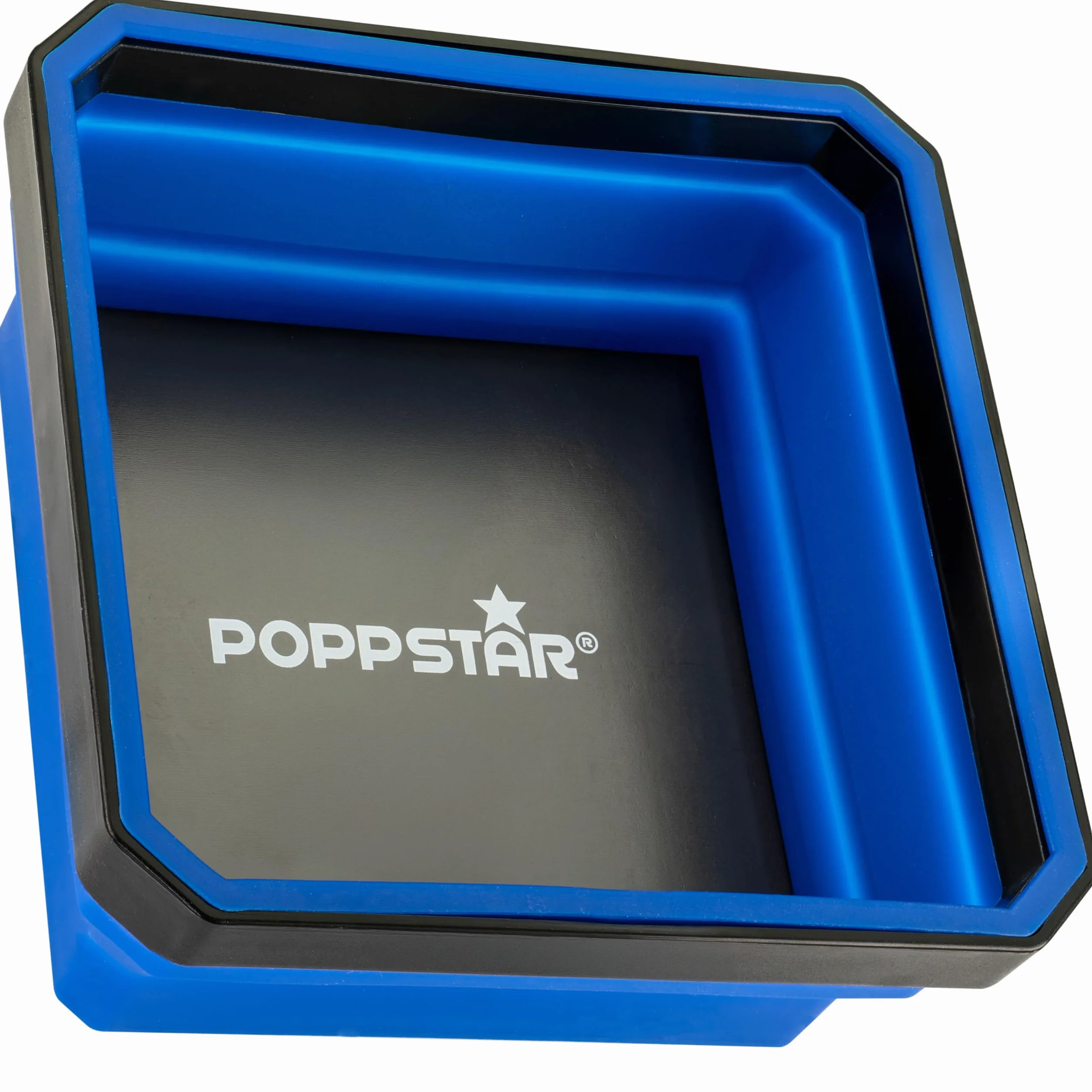 Poppstar składana tacka narzędziowa z 2 magnesami, utrzymuje 1,25 kg, prostokątna (11,5 x 11,5 cm), silikon, niebieski