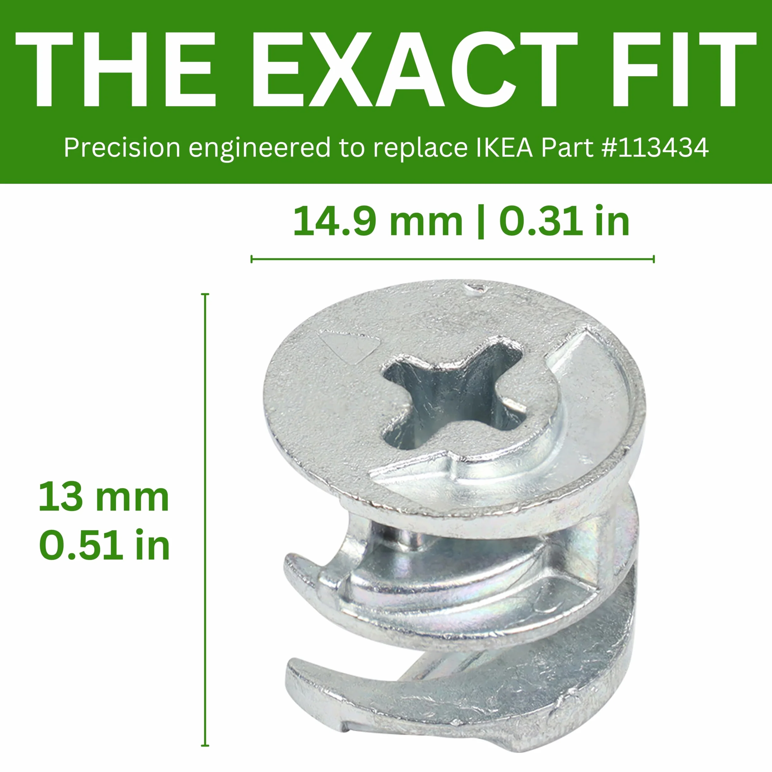 Spare Hardware Parts Nakrętka krzywkowa 18 mm | zamiennik do części IKEA # 113434 | opakowanie 10 sztuk