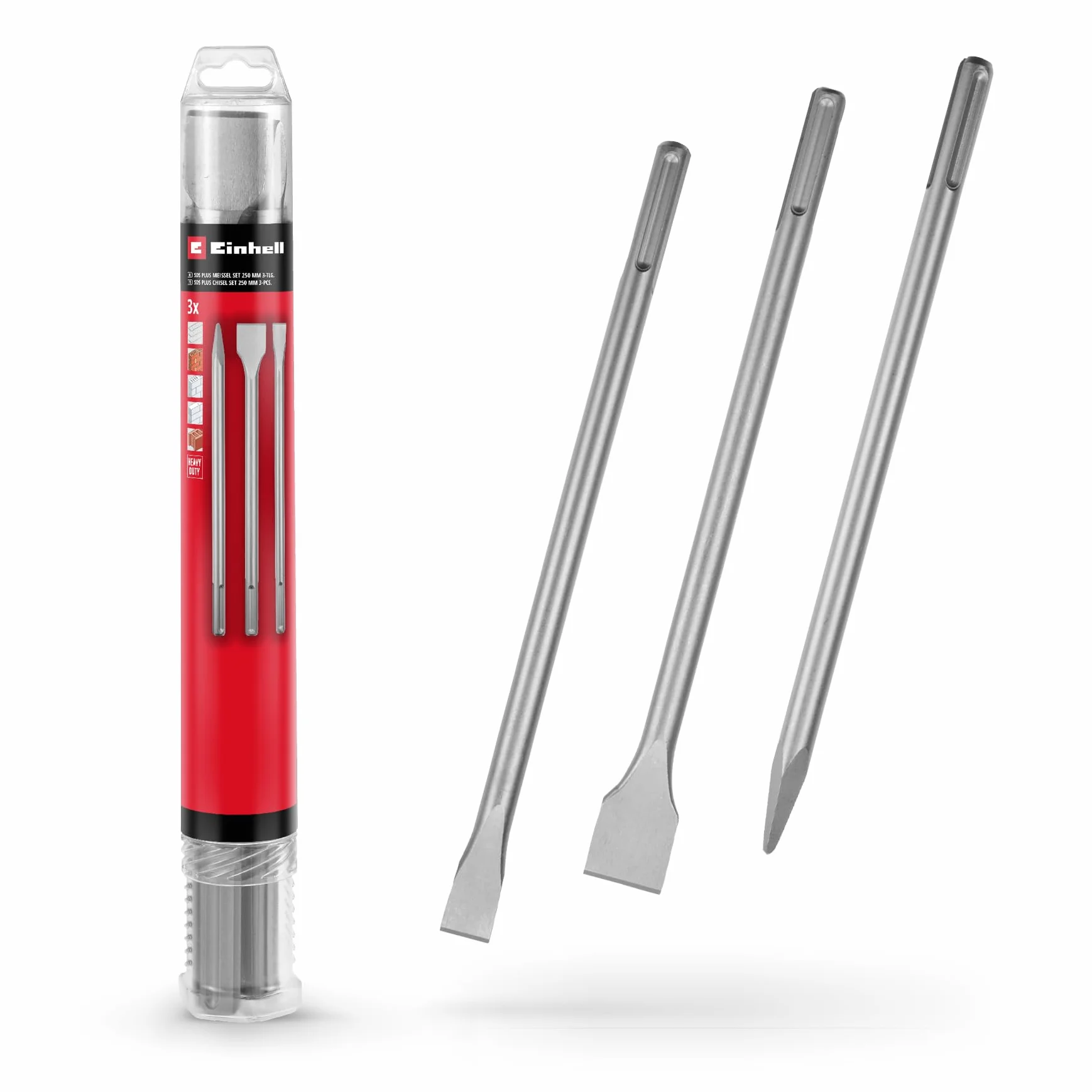 Zestaw dłut SDS Max 400 mm 3-częściowy stal 40Cr do rozbiórki
