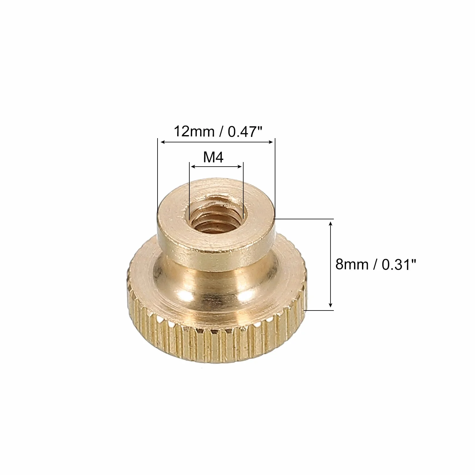 QUARKZMAN Nakrętki radełkowane kciuk, 10 sztuk M4 x D12mm x H8mm Mosiądz Radełkowany Nakrętka z Wysokim Kołnierzem Przez Otwór Otwór Nakrętki do 3D Drukarki Części