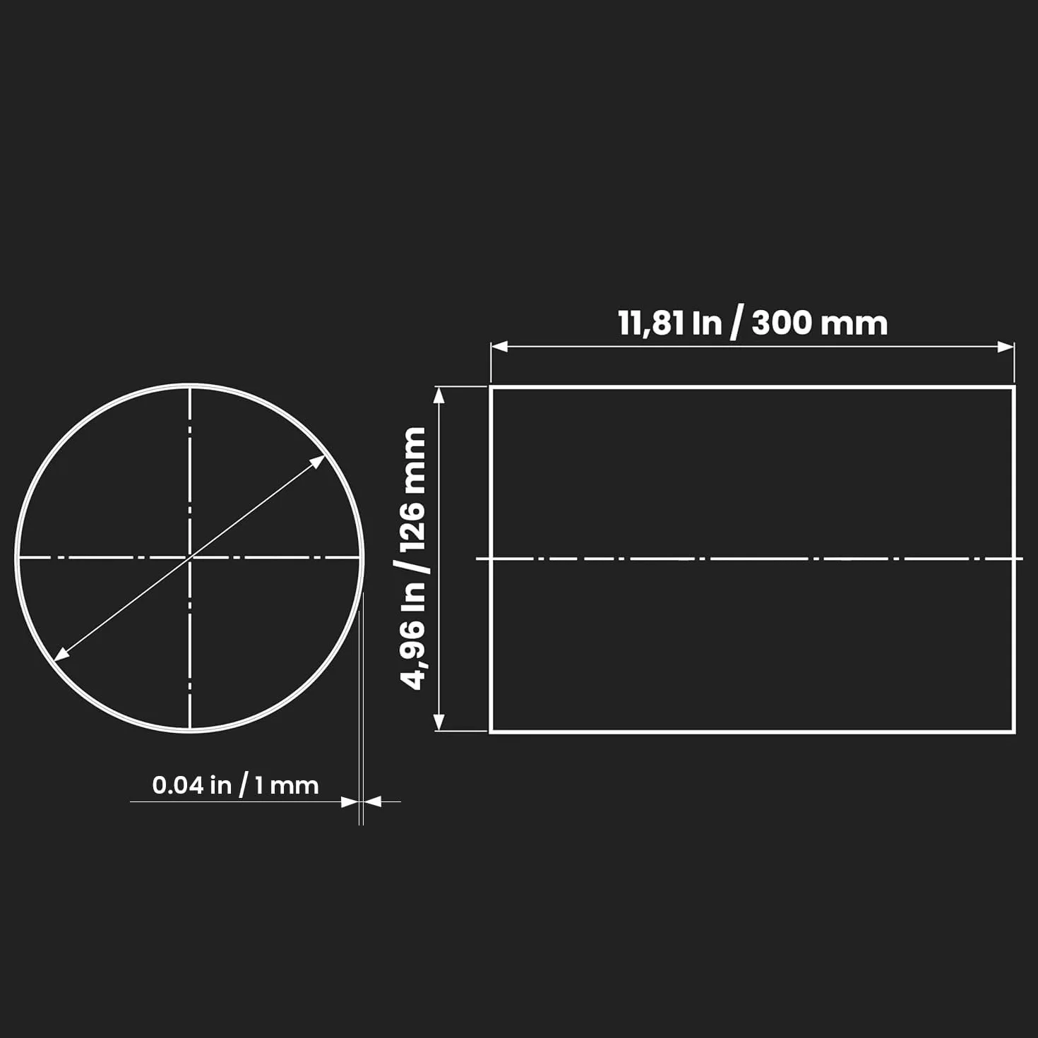Repa Market Ø 125 mm - 125 cali / 0,3 m długości okrągły prosty plastikowy kanał wentylacyjny - sztywny kanał wentylacyjny - rura wymienna, przedłużenie, cyrkulacja świeżego powietrza