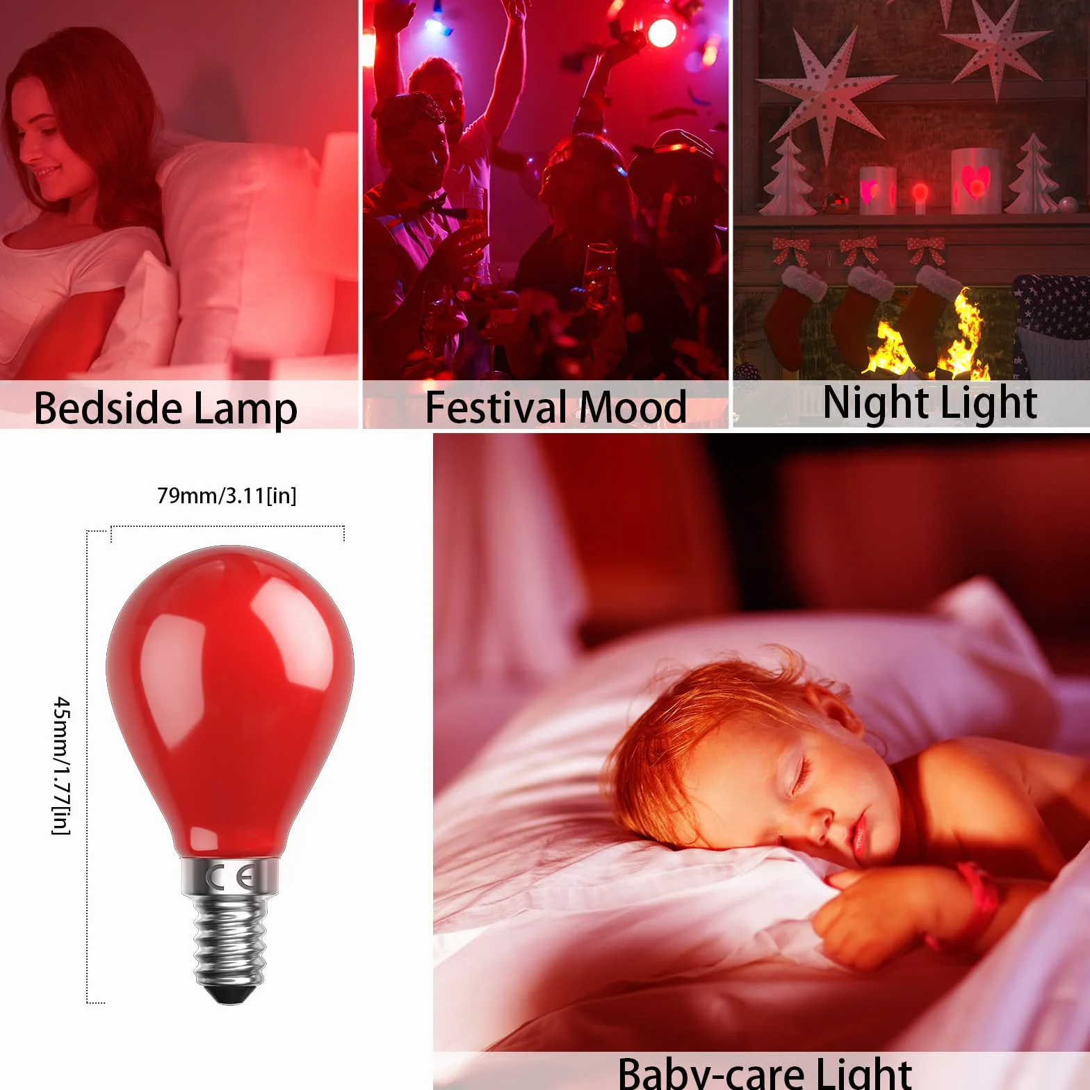 Bonlux Czerwona żarówka LED E14 4 W balonowa 220-240 V 30 W Halloween