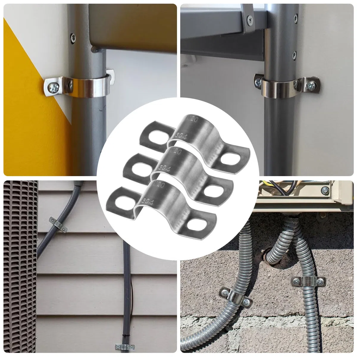 20 sztuk obejm do rur U 20 mm, uchwyt do rur typu U, stal nierdzewna 304, obejma mocująca 20 mm, dwuotworowa obejma rurowa ze stali nierdzewnej, zacisk siodłowy do rur wodociągowych, przewodów