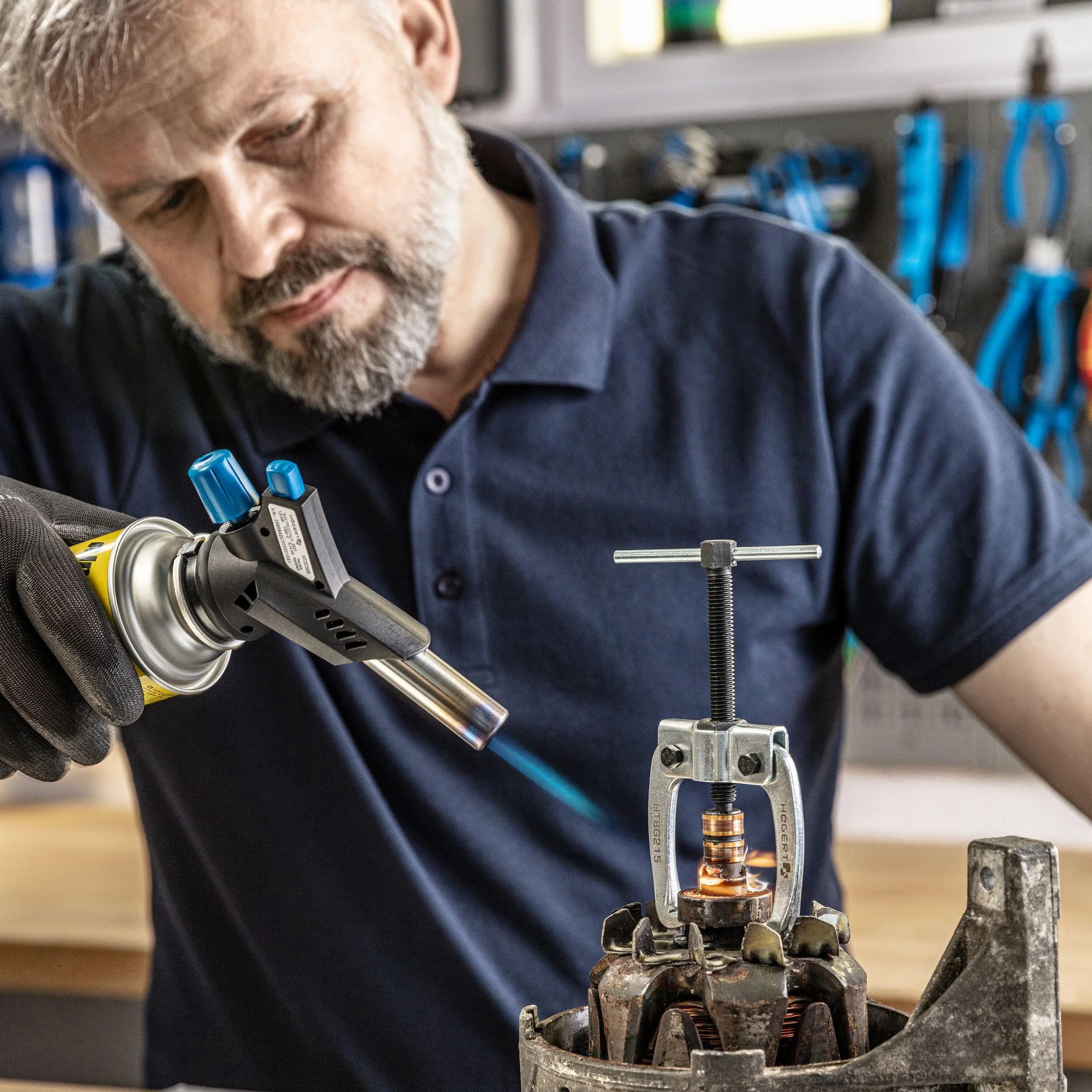 Högert Technik Palnik spawalniczy, przenośny palnik gazowy, model kuchenny i domowy, maksymalna temperatura do ćwiczeń 1300°C