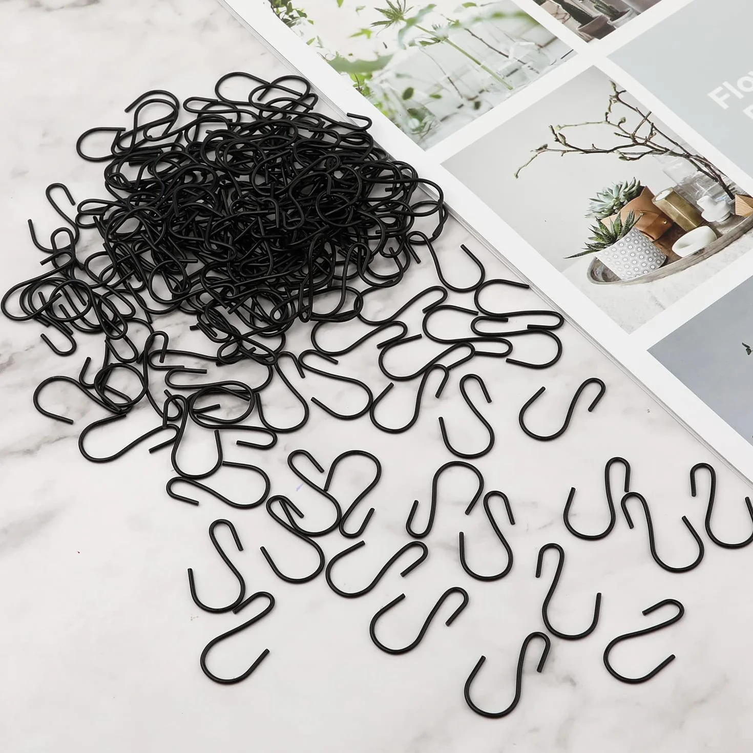 120 sztuk 2,5 cm Haczyki Mini s, s Hooks Small Male Haczyki Kuchenne Metalowe Haczyki Ozdobne Mini do Rzemiosla Bizuterii Wiszace Rosliny Doniczkowe (Czarne)