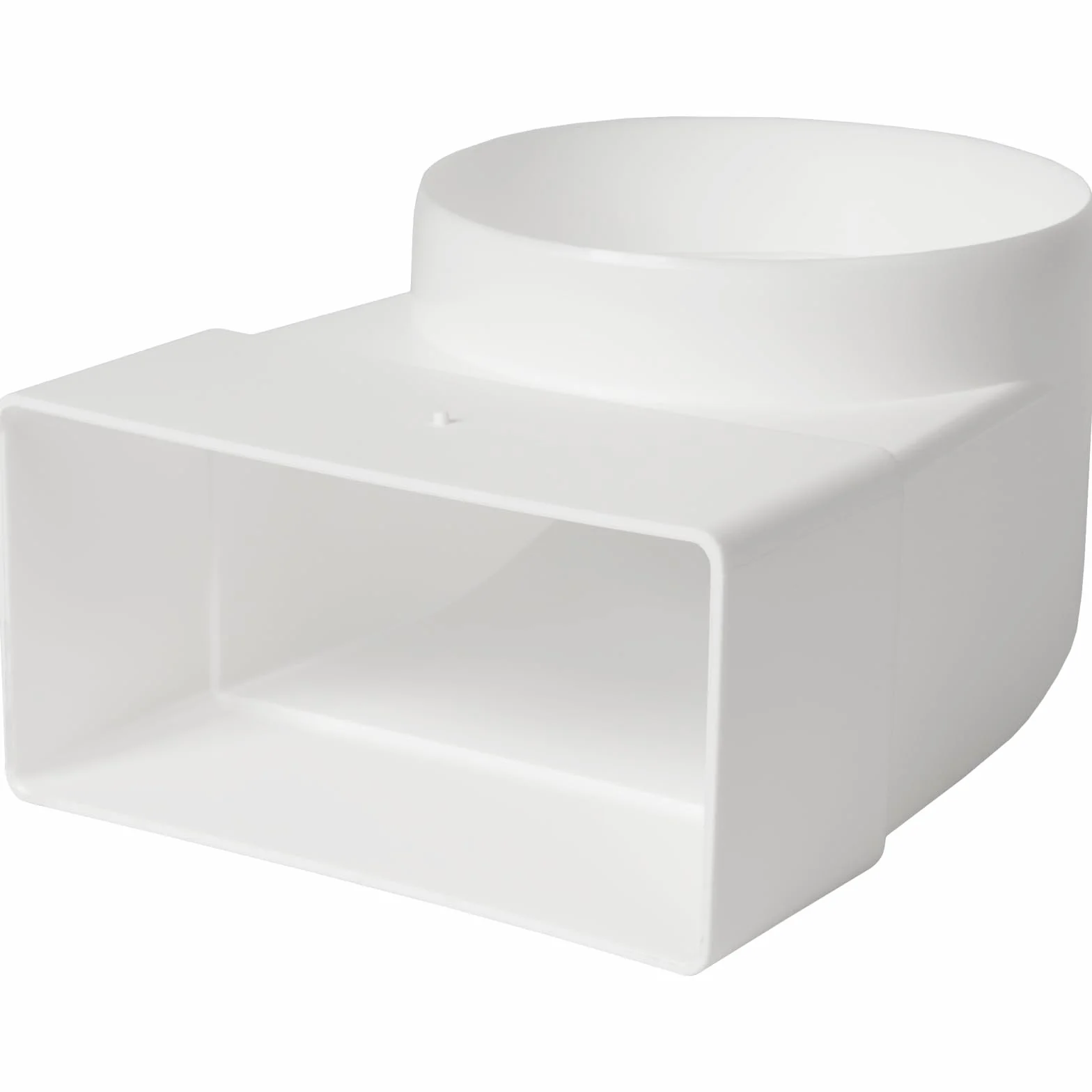 Vent Systems 220 x 55 mm do Ø 100 mm, adapter kątowy 90° – białe tworzywo sztuczne łącznik rurowy prostokątny do okrągłego – odporny na wysokie temperatury, hermetyczne przejście do kuchni, łazienki