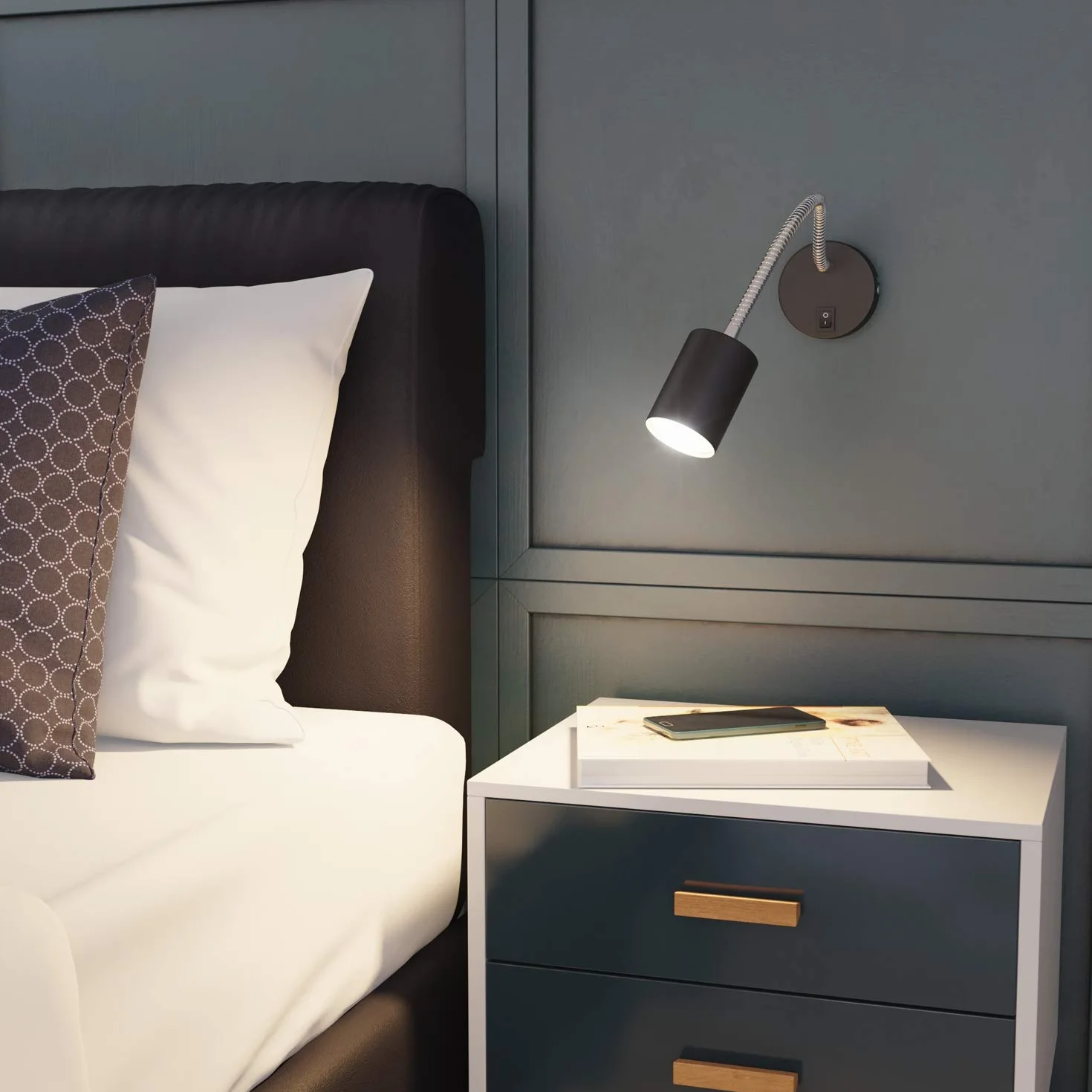 ledscom.de Lampa ścienna WAIKA GU10 60W czarny mat