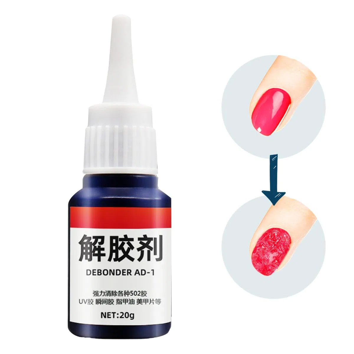Klejony ?rodek do usuwania, ?rodek do usuwania kleju, Wielofunkcyjny zmywacz do kleju, Super Glue Remover, 20g Wielofunkcyjny zmywacz do kleju do paznokci, metalu, szk?