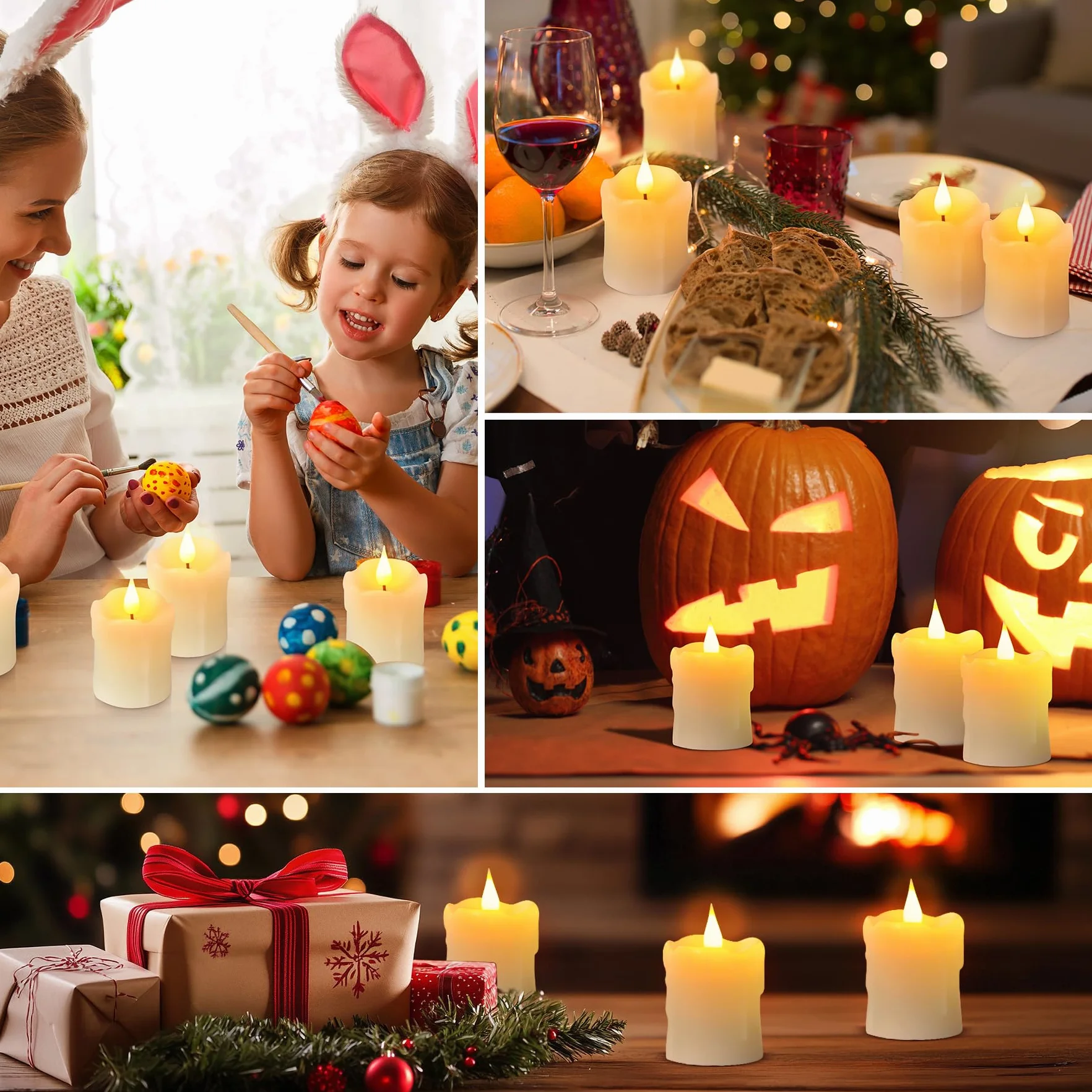 Forever Speed Zestaw 6 świec LED do wielokrotnego ładowania, prawdziwy wosk, realistyczne bezpłomieniowe świece z pilotem zdalnego sterowania, migające świece LED na Halloween, Boże Narodzenie, ślub