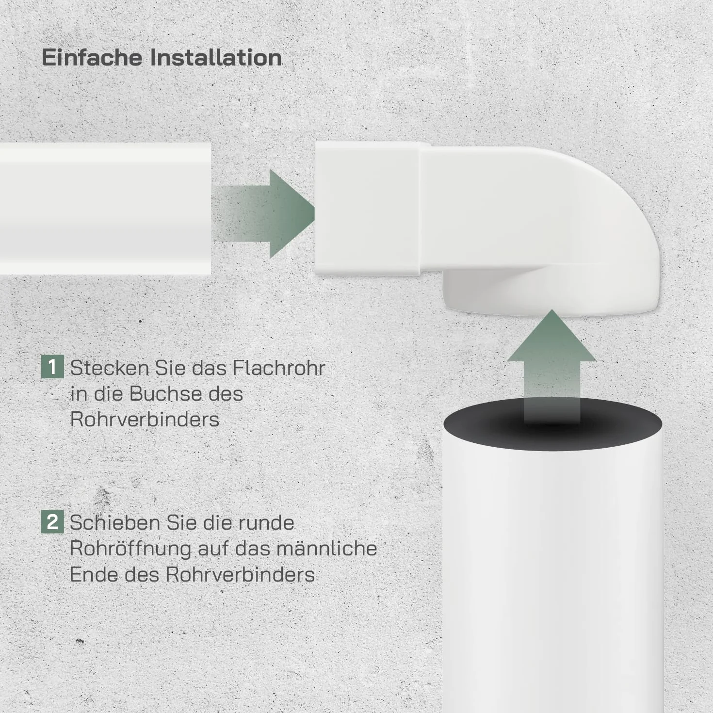 Vent Systems 220 x 55 mm do Ø 100 mm, adapter kątowy 90° – białe tworzywo sztuczne łącznik rurowy prostokątny do okrągłego – odporny na wysokie temperatury, hermetyczne przejście do kuchni, łazienki