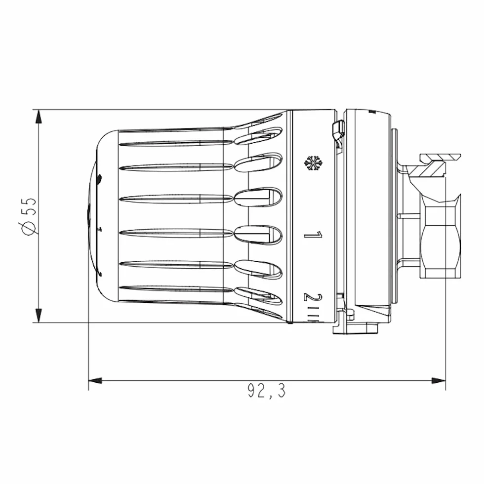 Danfoss React M30x1,5, termostatyczny zawór chłodnicy z mieszkiem termostatycznym wypełnionym płynem i wbudowanym czujnikiem