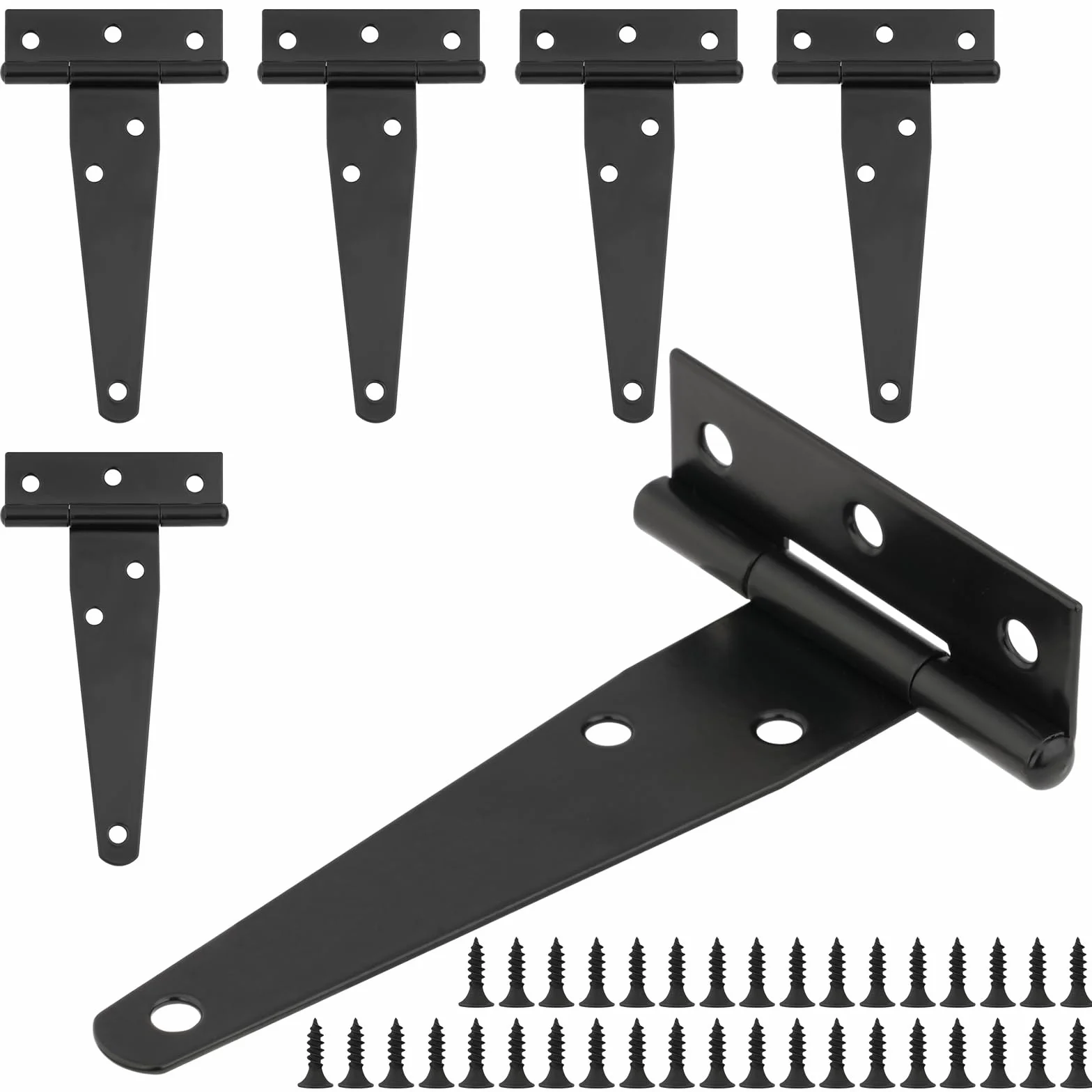 Zawias T-Strap 4" Czarny 6 szt. z Śrubami do Bram Ogrodowych