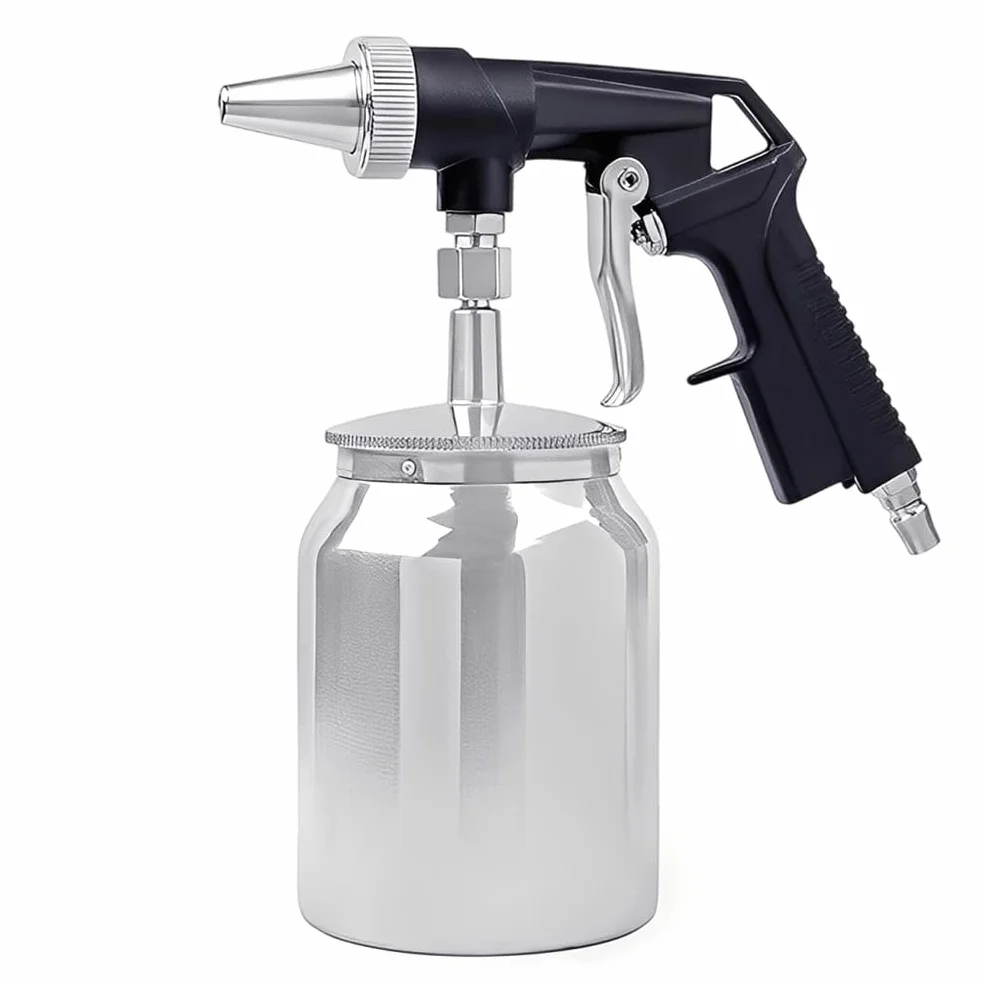 Pistolet do piaskowania sprężonego powietrza, ciśnienie robocze 6,2 bar, przenośne urządzenie do piaskowania, piaskarka, pojemność 1000 Cc, aluminiowy pistolet do piaskowania do polerowania