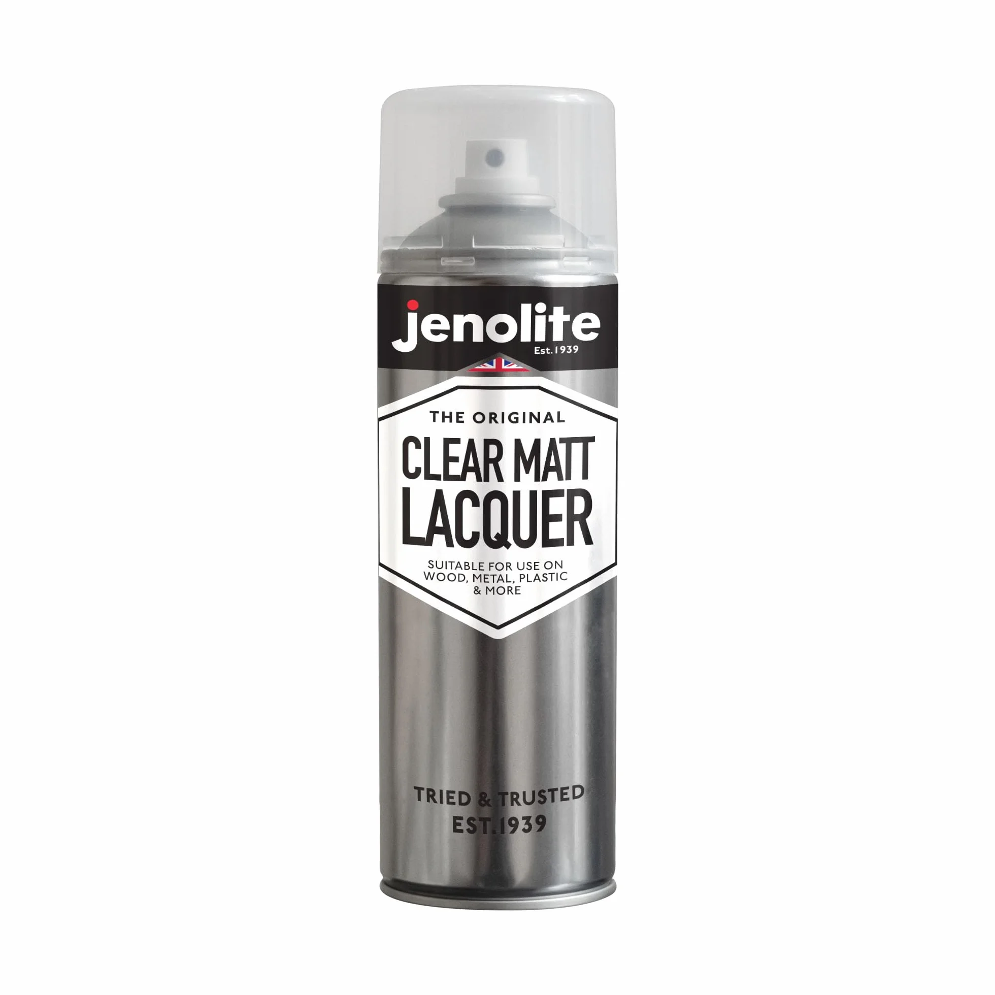 JENOLITE Lakier bezbarwny w sprayu, matowy, 2 x 500 ml, kryształowe wykończenie do majsterkowania, handlu, motoryzacji, chroni powierzchnię i lakier przed korozją, uszkodzeniami spowodowanymi