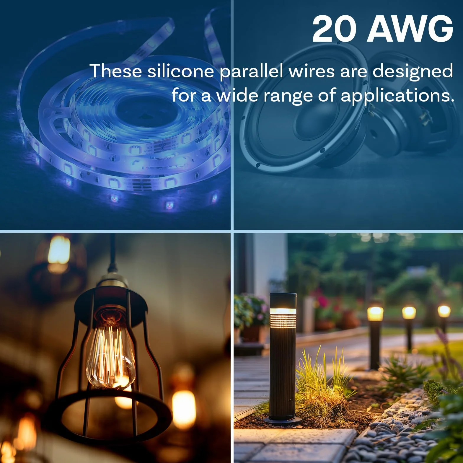 MMOBIEL 20 AWG Elektryczny Przewód Równoległy – 20 Gauge 5m / 16.4ft - Cyna Kabel Miedziany - 2 Żyłowy do Przewodów Samochodowych - Taśmy LED, Przewody Audio/Głośnikowe, Lampy