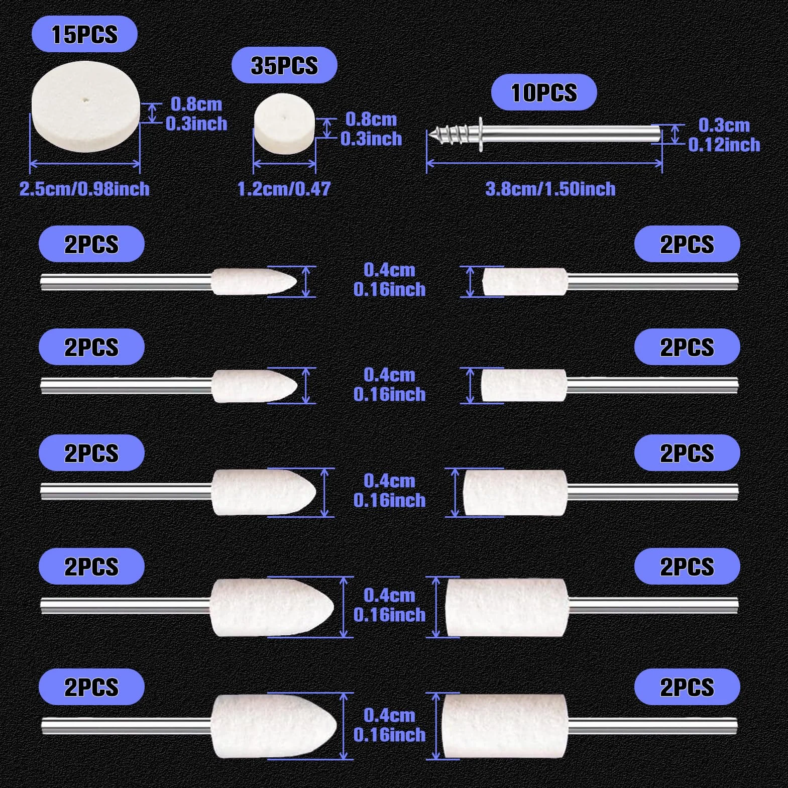 SPEEDWOX 80 sztuk kółek polerskich do zestawu polerskiego Dremel wełna filcowa tarcza polerska do narzędzi obrotowych Dremel 1/8 cala zestaw do polerowania wełny