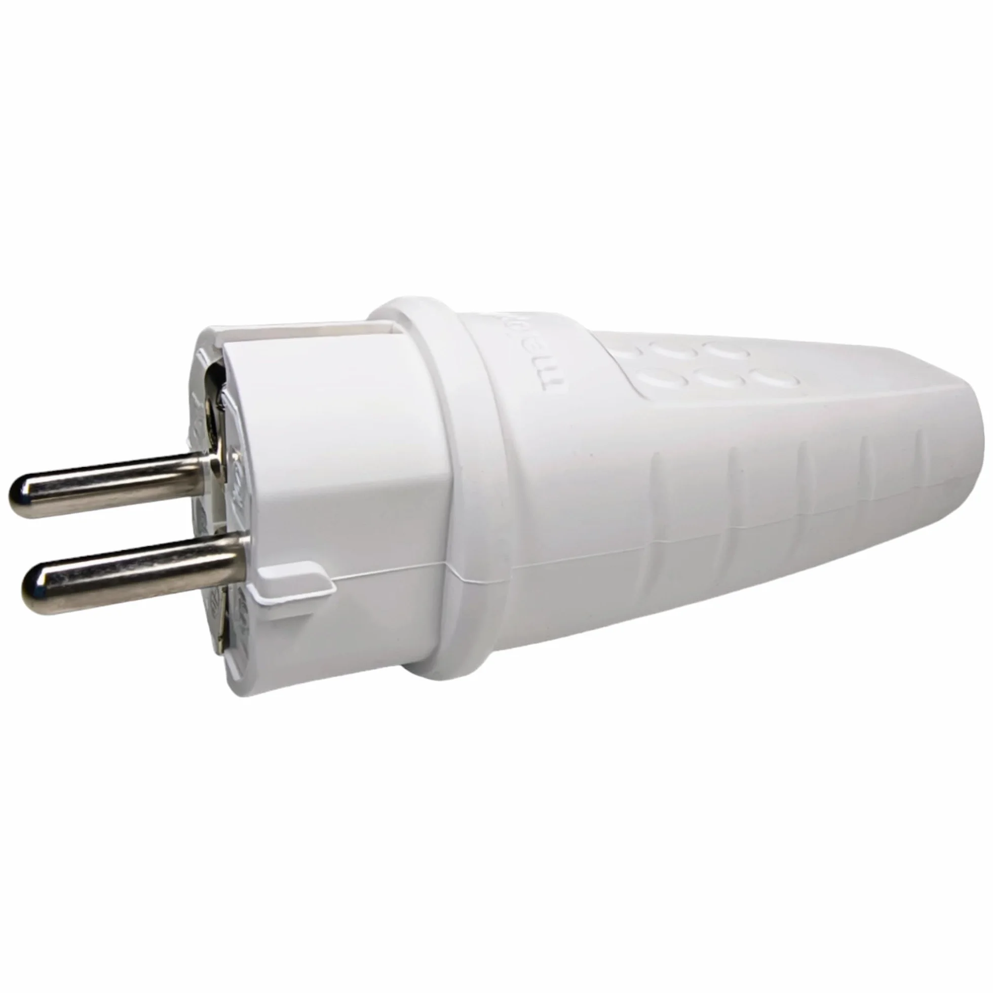 Wtyczka Gumowa 230 V, 16 A, IP44, Odporna na Pęknięcia, Wodoszczelna, Wtyczka Schuko z Zestykiem Ochronnym, z Odciążeniem, 2 Sztuki, Biała