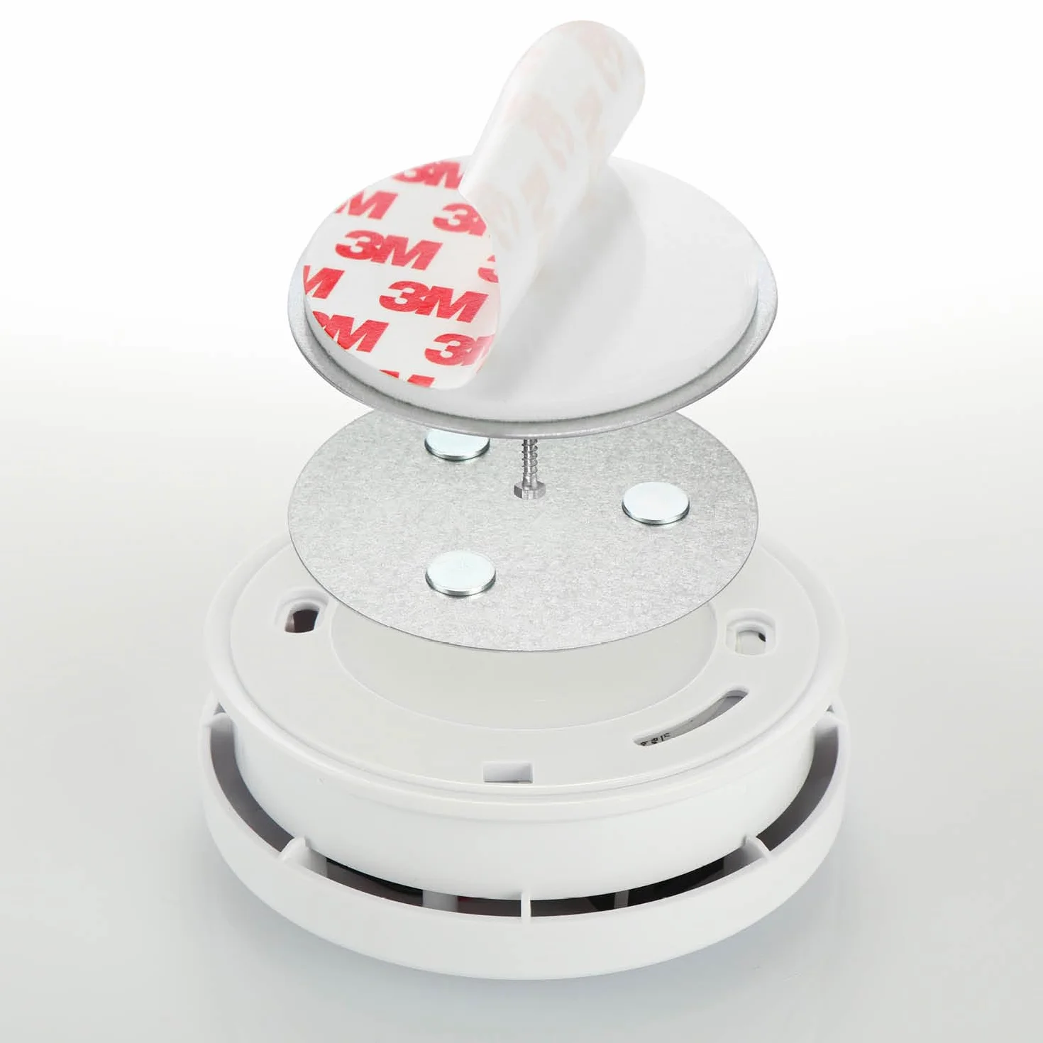 COM-FOUR® 5x uchwyt magnetyczny do czujek bezpieczenstwa - uchwyt do klejenia lub wiercenia - mocowanie z bardzo mocnymi podkladkami samoprzylepnymi do czujek dymu (05 sztuk - w kolorze srebrnym)