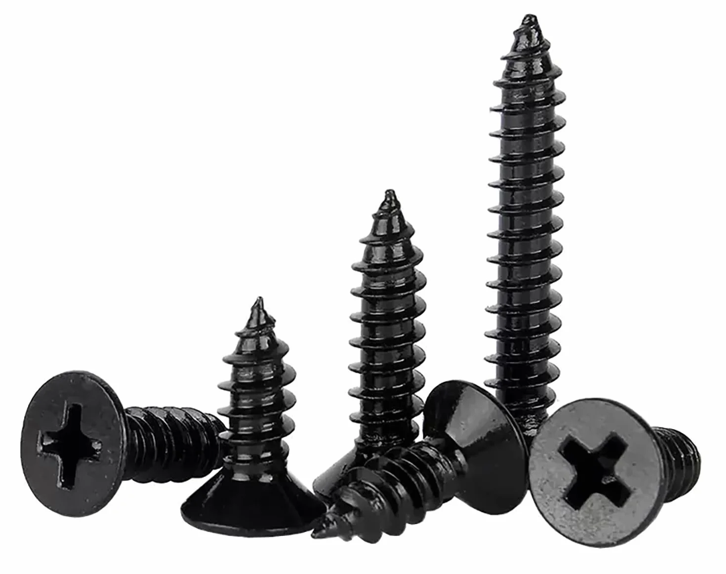 Phillips wkręty do drewna M4 × 40 mm, czarne, powlekane ksylanem, stal nierdzewna 304, samogwintujące śruby o wysokiej wytrzymałości, do budownictwa i stolarstwa (40 sztuk)