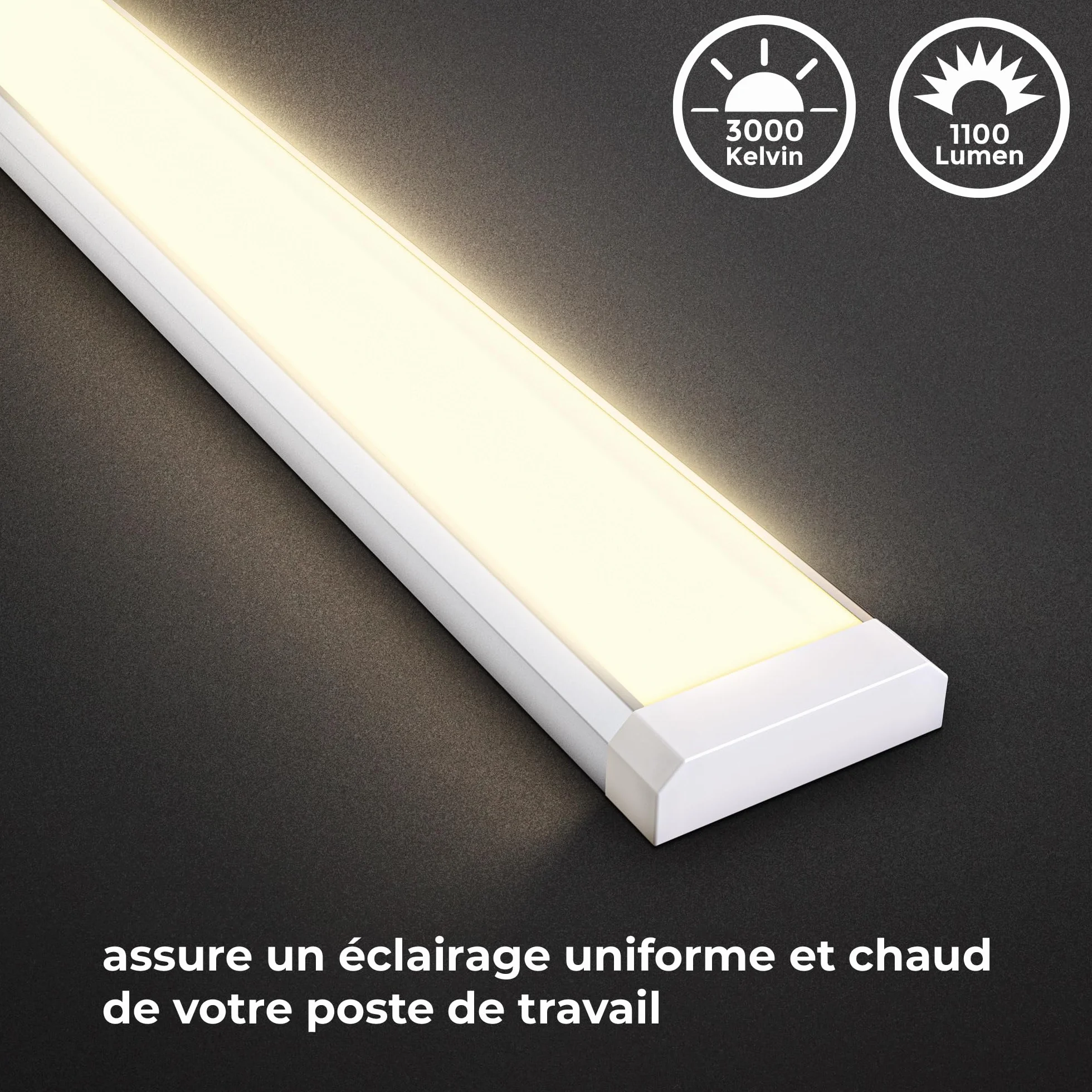 B.K.Licht - Listwa LED z włącznikiem/wyłącznikiem, ciepła biel, kolor światła, w zestawie kabel wtykowy, lampa podszafkowa, oświetlenie kuchni, listwa świetlna LED, oświetlenie szafy, lampa kuchenna,