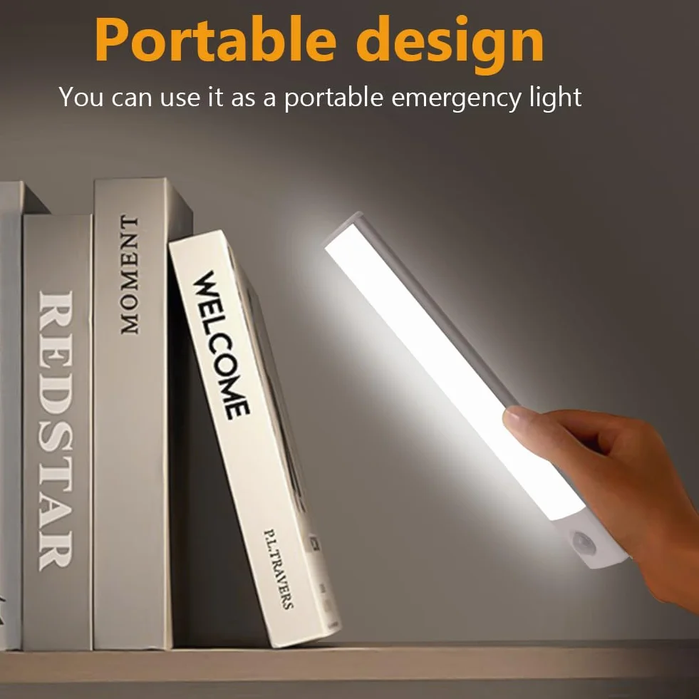 Vicloon Lampa LED z czujnikiem ruchu, lampa kuchenna, oświetlenie podszafkowe, magnetyczne oświetlenie szafki, 3 kolory, możliwość ściemniania, do szafki, kuchni, schodów, korytarza, kampera