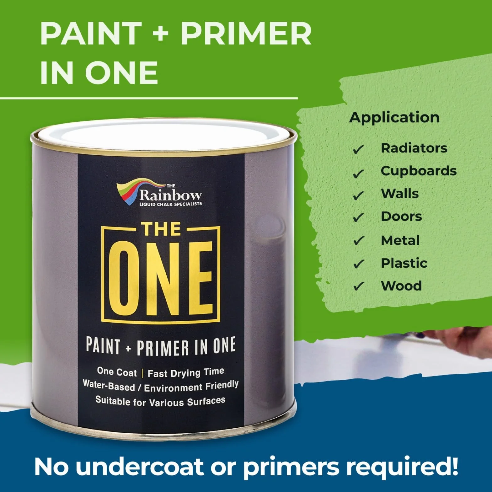 THE ONE All-In-One Paint & Primer niebieska satyna 250 ml formuła wielopowierzchniowa 1 powłoka