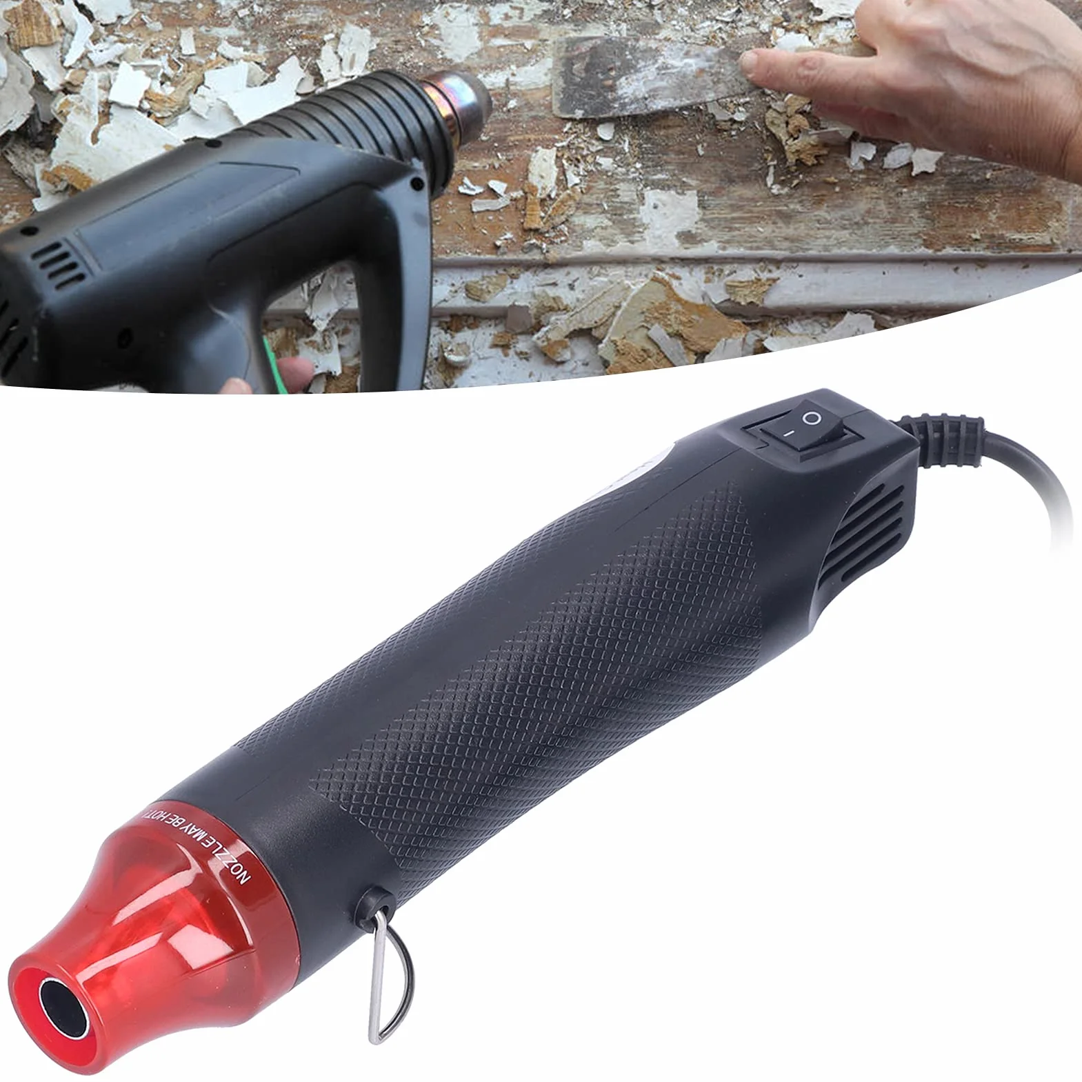 Przenośny pistolet na gorące powietrze, wytrzymały, trwały mini opalarka 200 ℃ 390 ℉ do projektów DIY(Norma europejska 230V)
