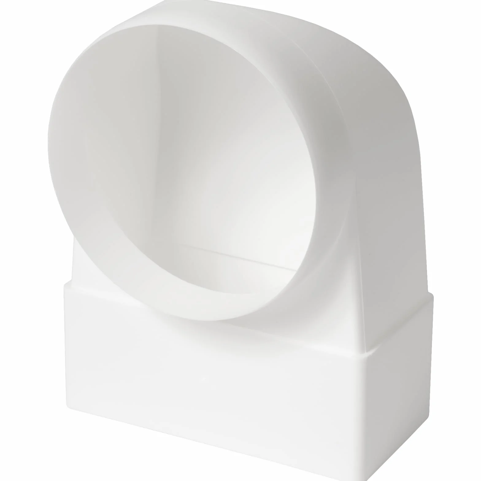 Vent Systems 220 x 55 mm do Ø 100 mm, adapter kątowy 90° – białe tworzywo sztuczne łącznik rurowy prostokątny do okrągłego – odporny na wysokie temperatury, hermetyczne przejście do kuchni, łazienki