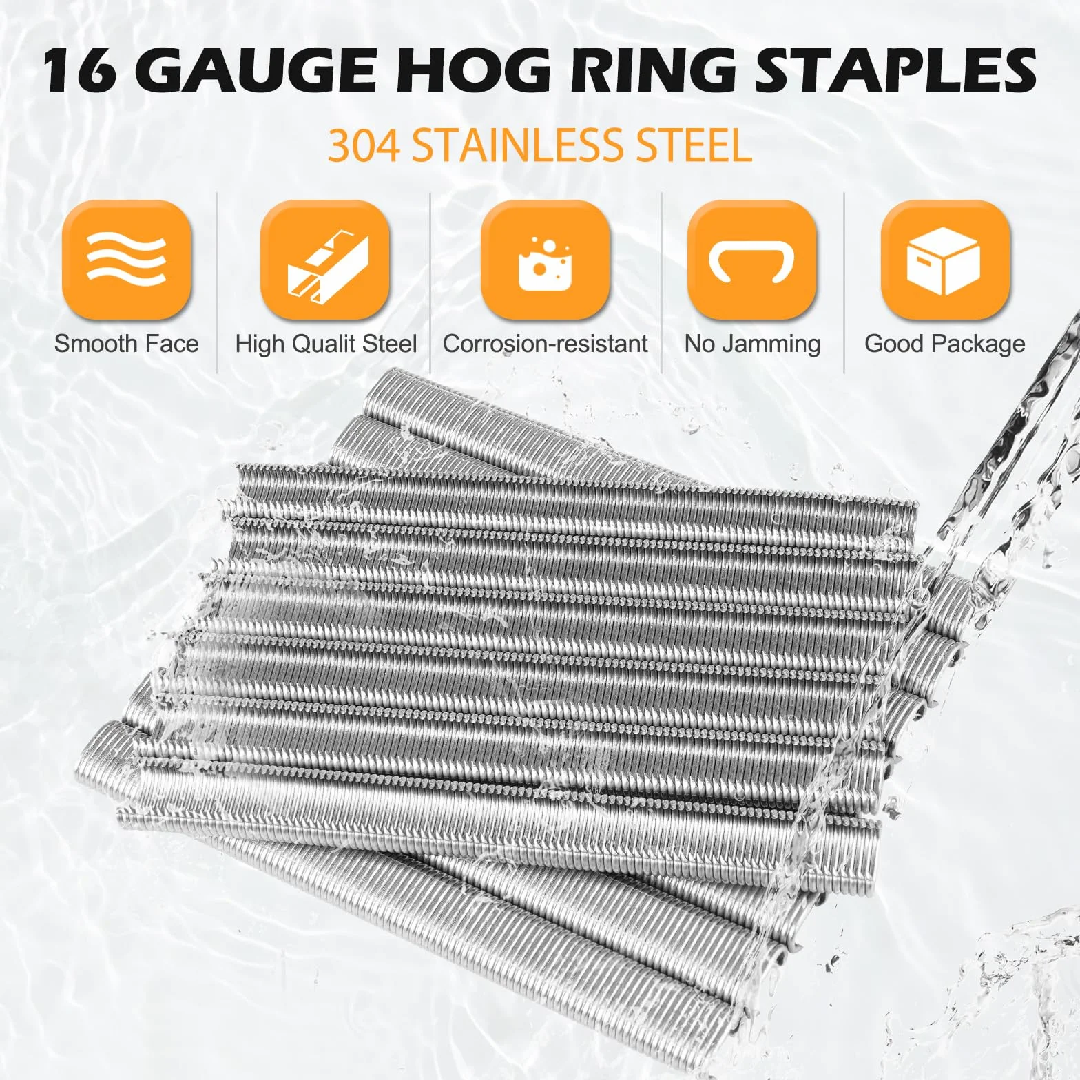 Kimsing SC760 16 Gauge 5/8 '' Crown ze stali nierdzewnej C Ring C, pierścienie świńskie, zaciski do ogrodzenia drutu, łączniki do pistoletu pierścieniowego C