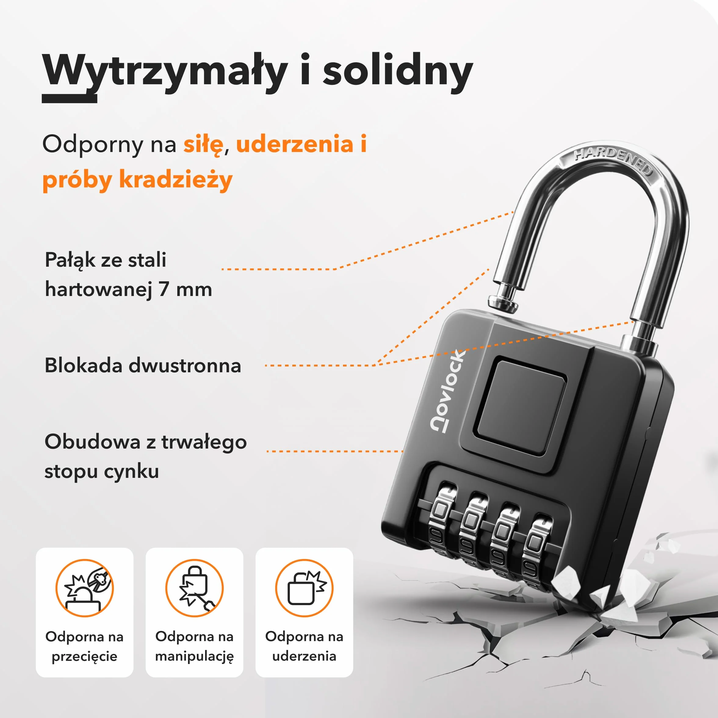 Kłódka szyfrowa – Wodoodporna, wytrzymała i przenośna – Pałąk 7 mm – Do bram, ogrodzeń, szafek, schowków i szaf narzędziowych – 1 sztuka, czarna