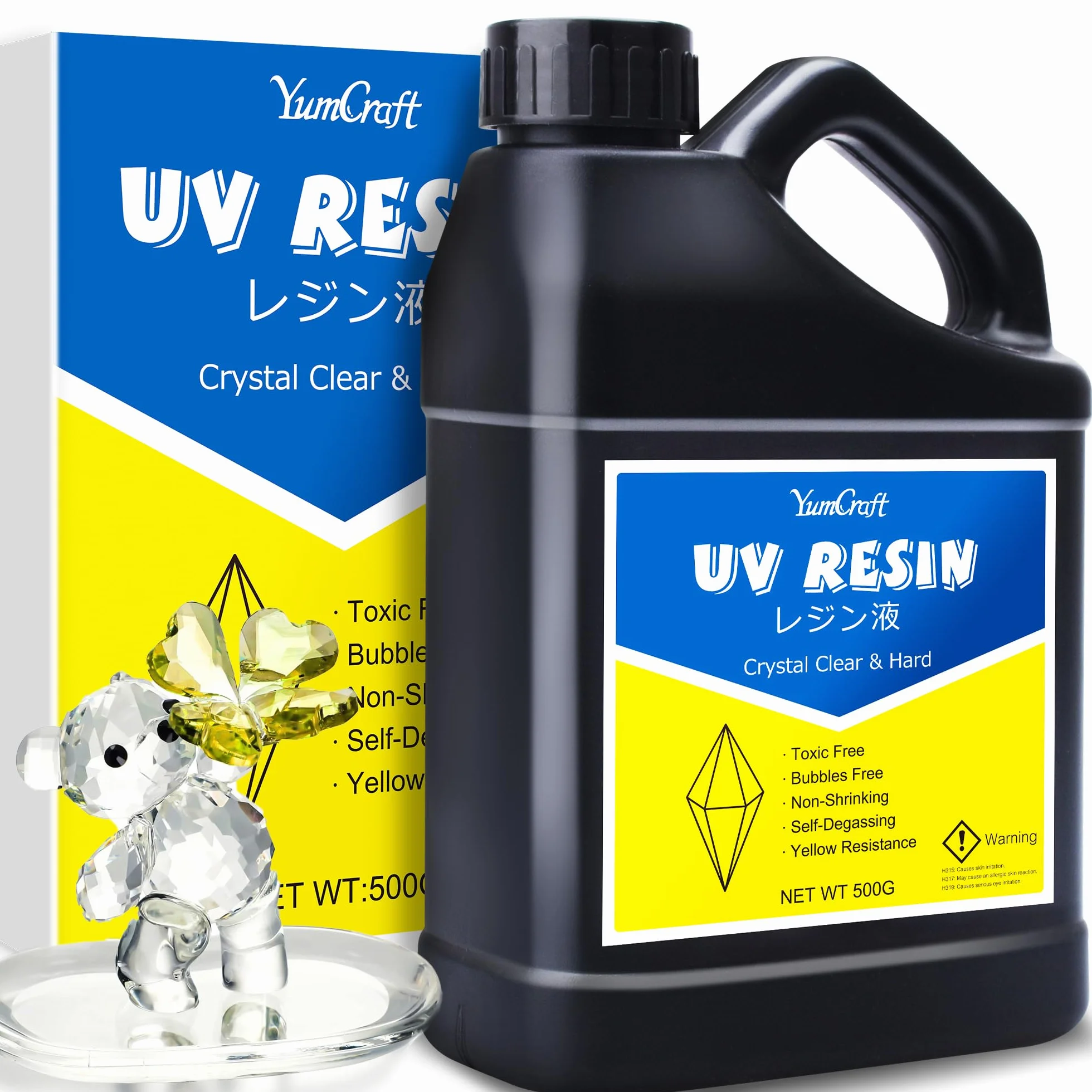 Żywica UV – 500 g, żywica epoksydowa UV, przezroczysta, niski zapach, do produkcji biżuterii, rękodzieła, malowania, szybkie utwardzanie żywicy UV, do samodzielnego odlewania