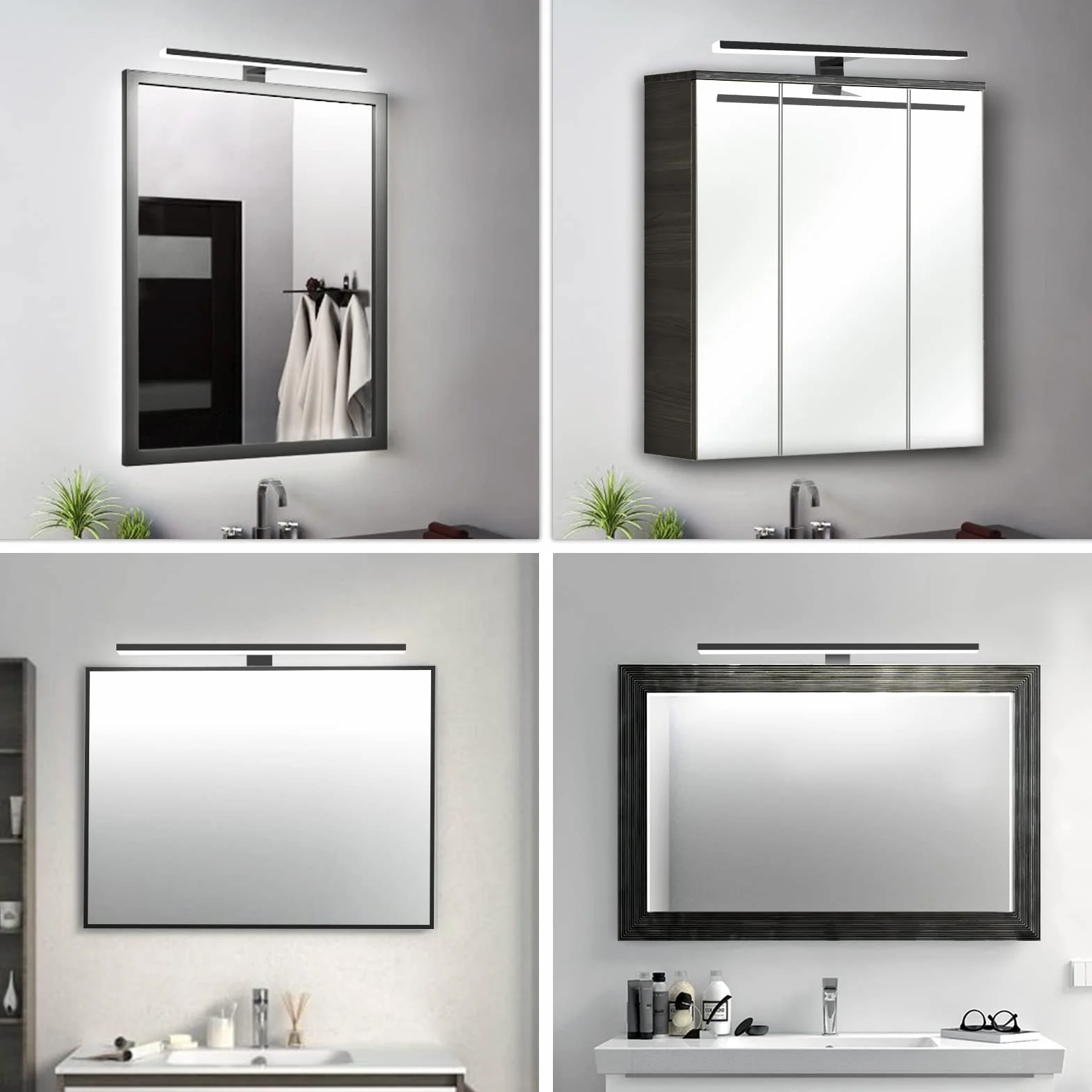 LED oświetlenie lustra łazienkowego 10W 820LM, 40cm kinkiet lampa lustrzana z neutralną bielą 4000K,3 w 1 230V oświetlenie lustra szafki łazienkowej IP44 wodoodporny czarny