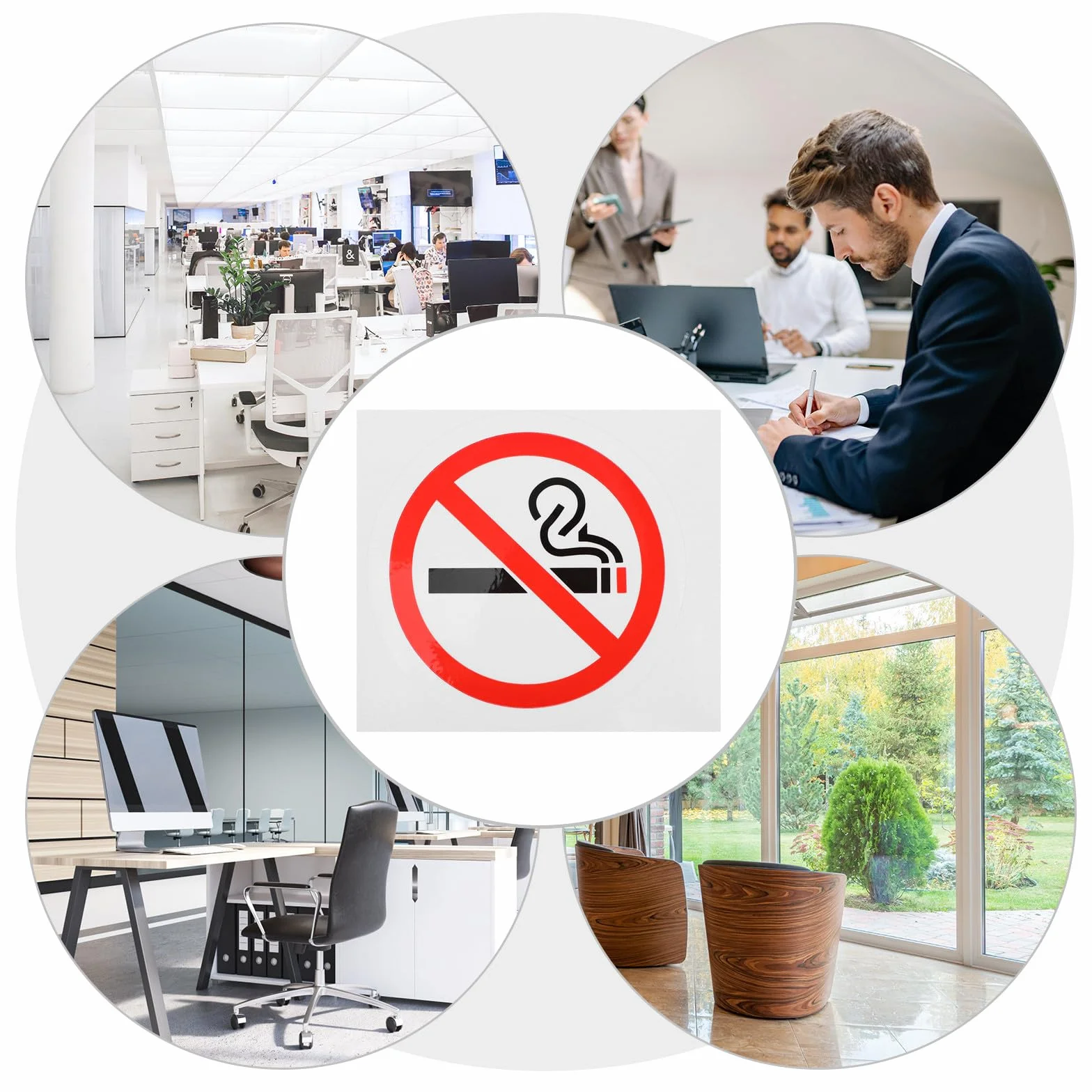 20 Sztuk Naklejki Zakaz Palenia Ścienny No Smoking Sign Czerwone Łatwe Do Naklejenia Silne Przyleganie Do Wnętrz Publicznych Miejsc