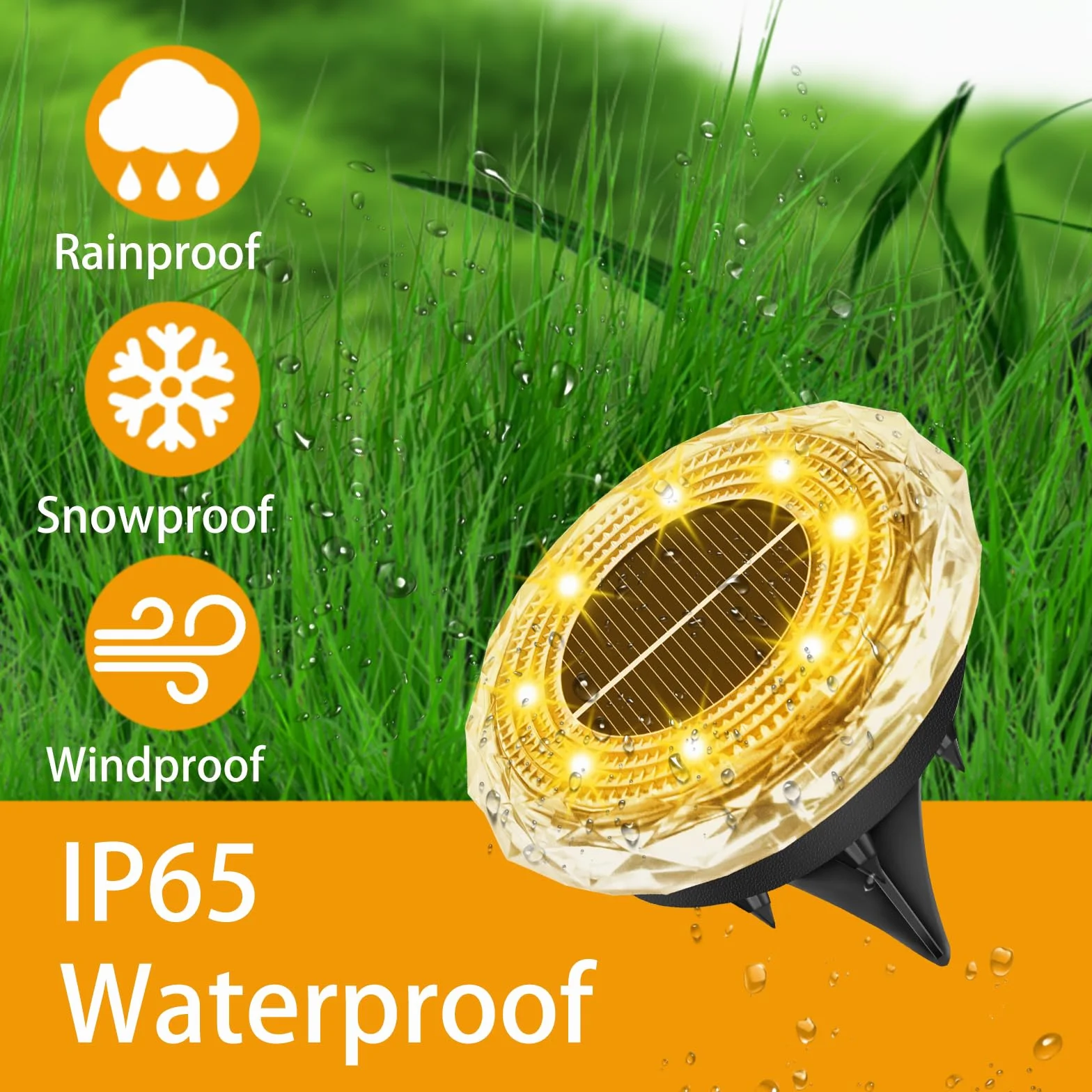Solarne lampy podłogowe do użytku na zewnątrz, 8 sztuk, lampy solarne do ogrodu, 8 diod LED, wodoszczelne lampy solarne do użytku na zewnątrz, ciepła biel, oświetlenie ogrodowe, do ogrodu, na